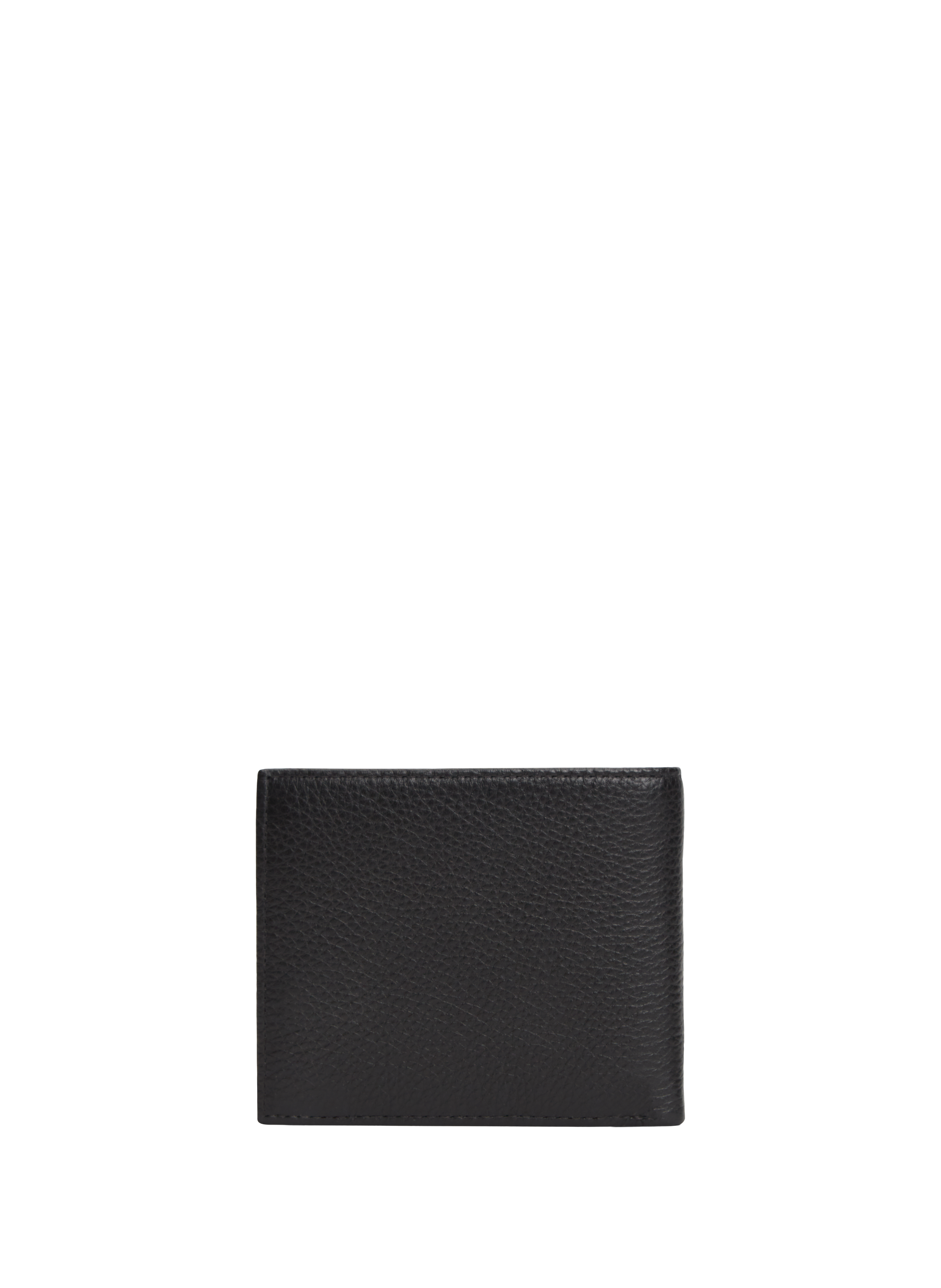 Grained leather card holder Black