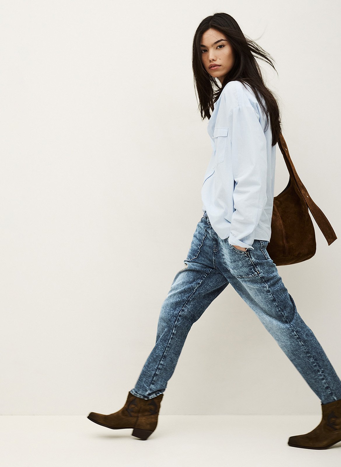 Jean droit en coton mélangé mally BA&SH Bleu