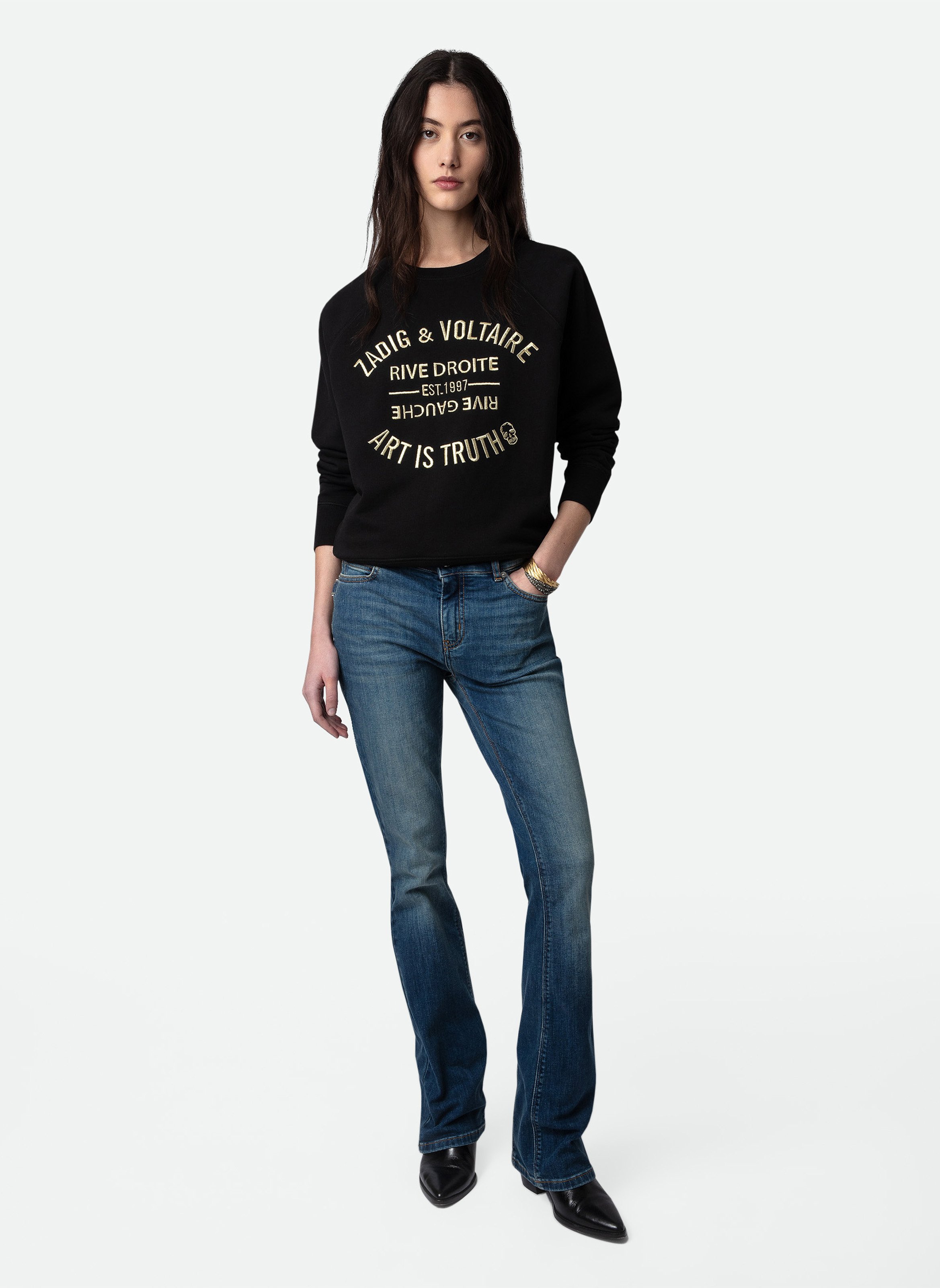 Sweat droit en coton ZADIG&VOLTAIRE Noir