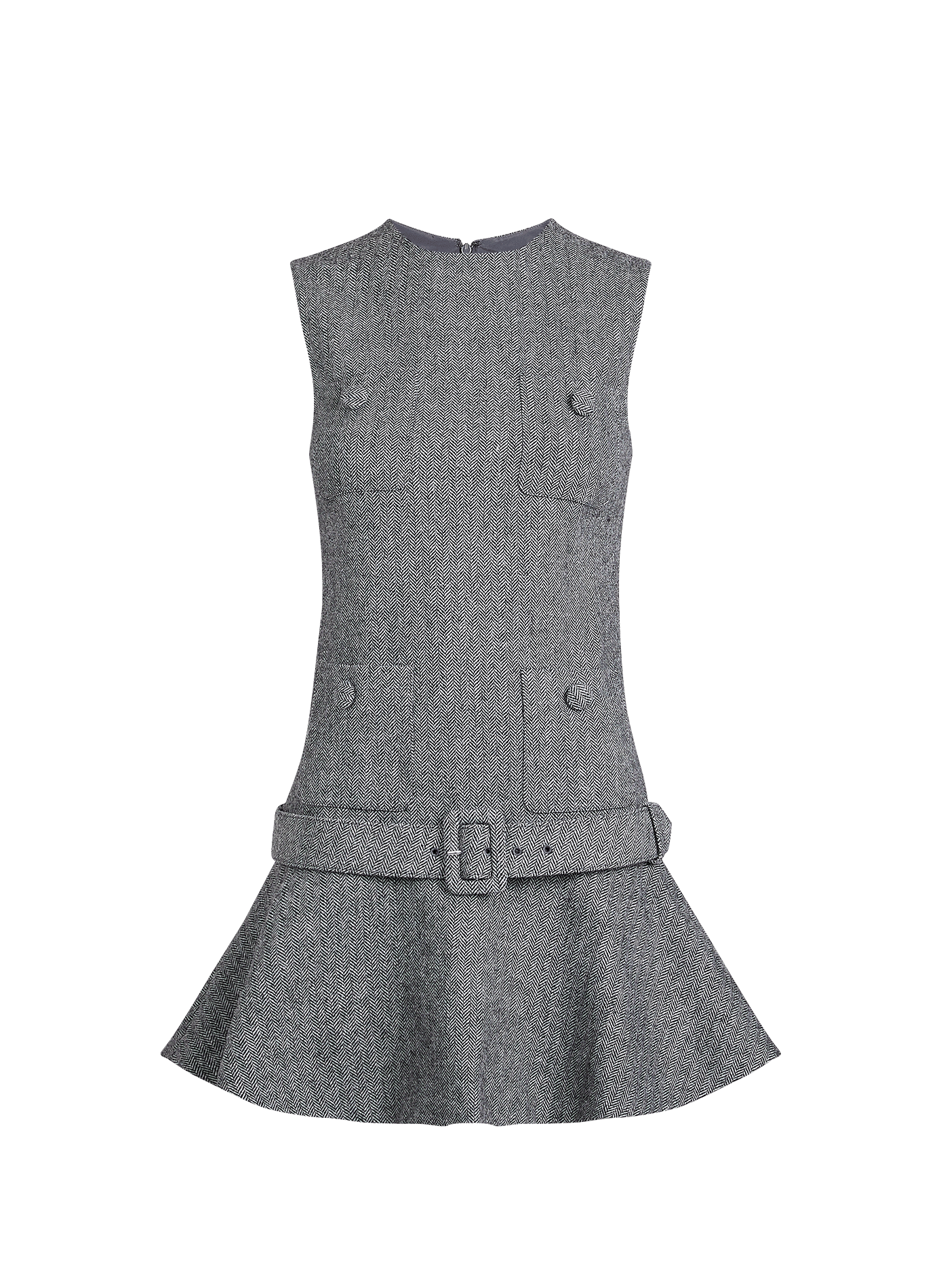 Sleeveless Chevron Mini Dress SELF PORTRAIT Grey
