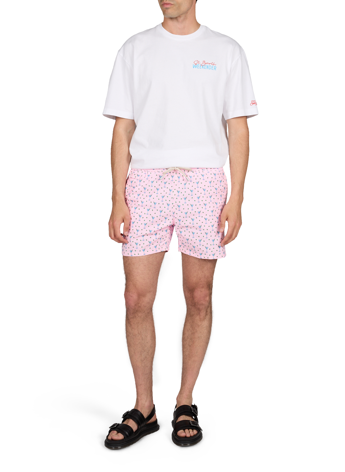 Stretch swim shorts with floral print MC2 SAINT BARTH Pink