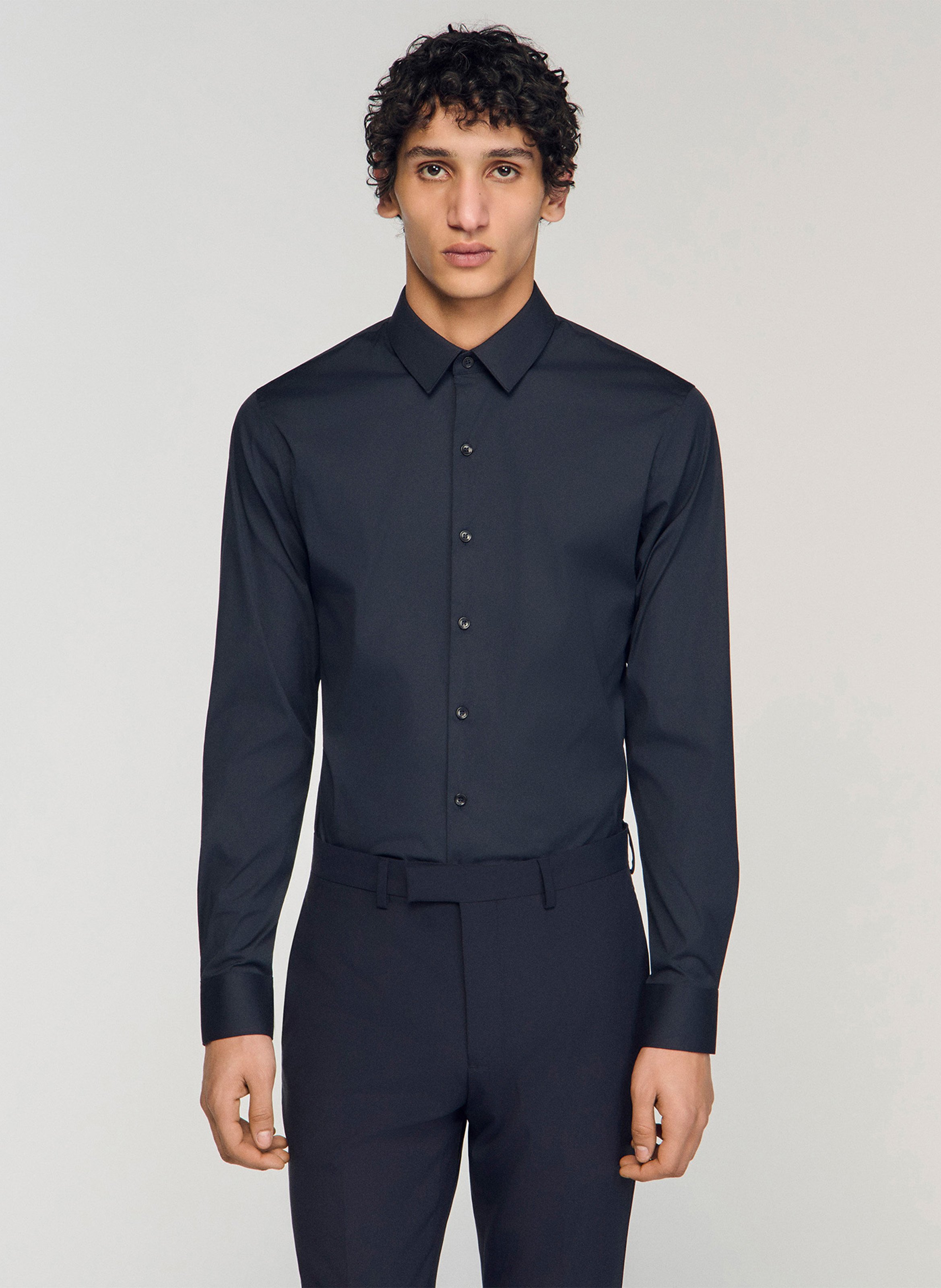 Chemise slim-fit en coton stretch Bleu
