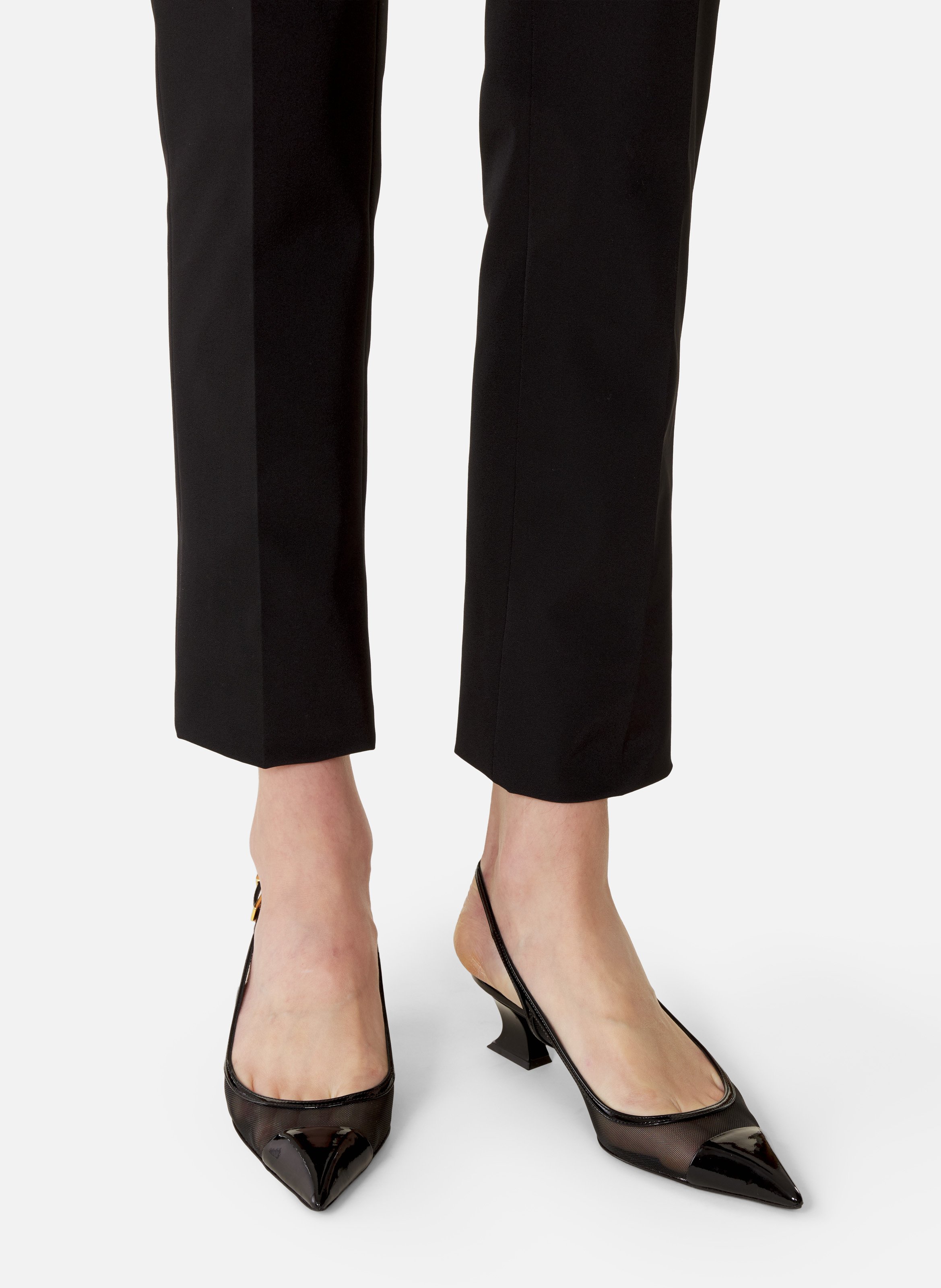 Slingback nocturne en mesh et cuir patent LANVIN Noir
