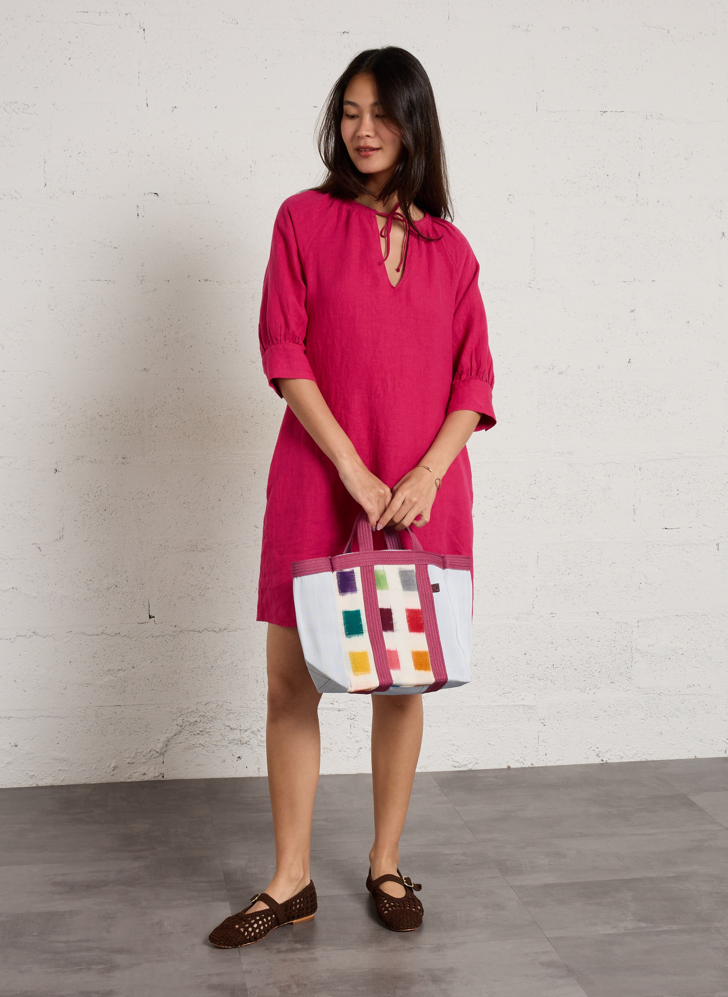 Robe courte ample en lin blinny MAISON 123 Rose