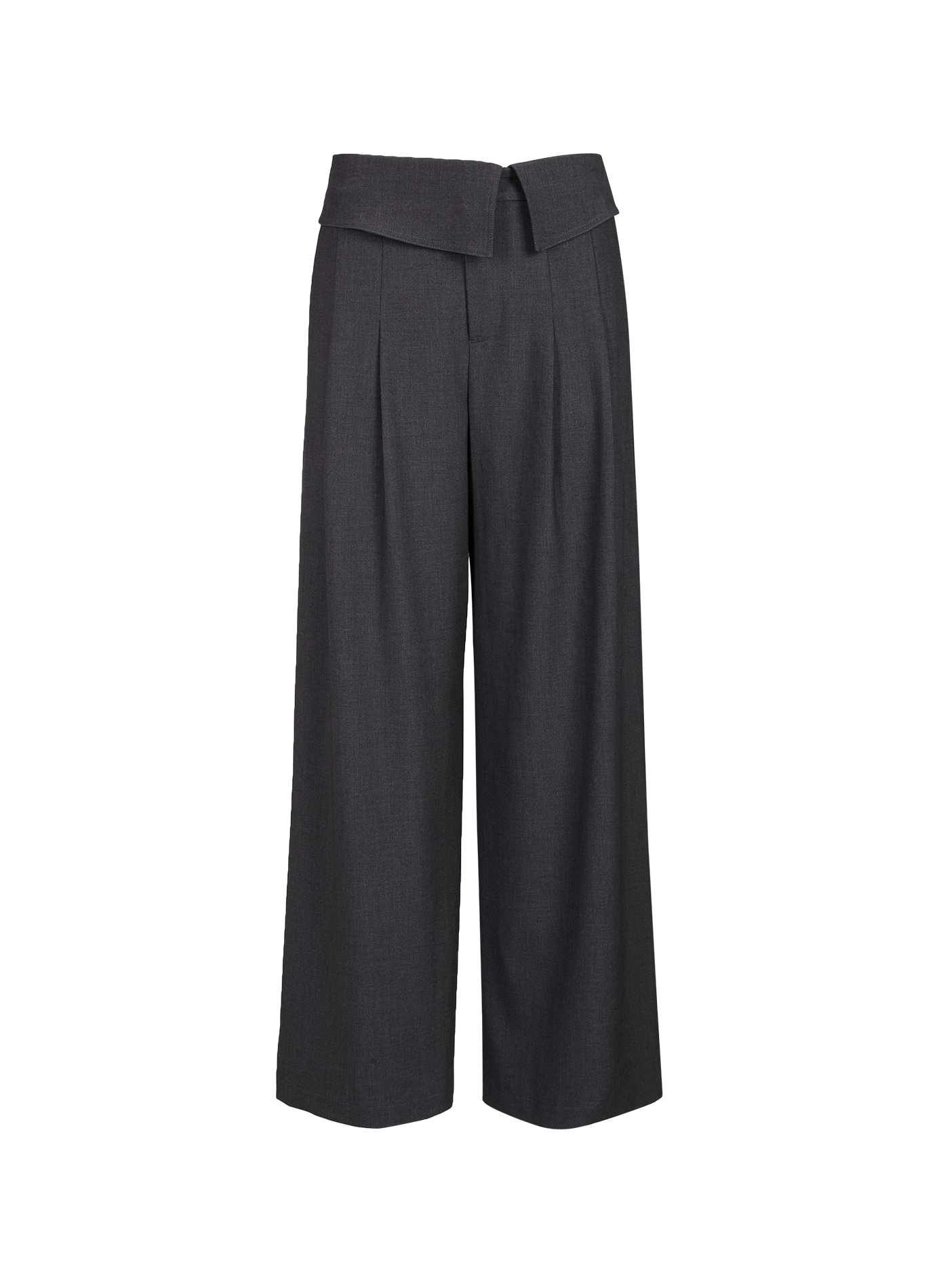 Wide-leg trousers with cuffs. OBJECT Grey