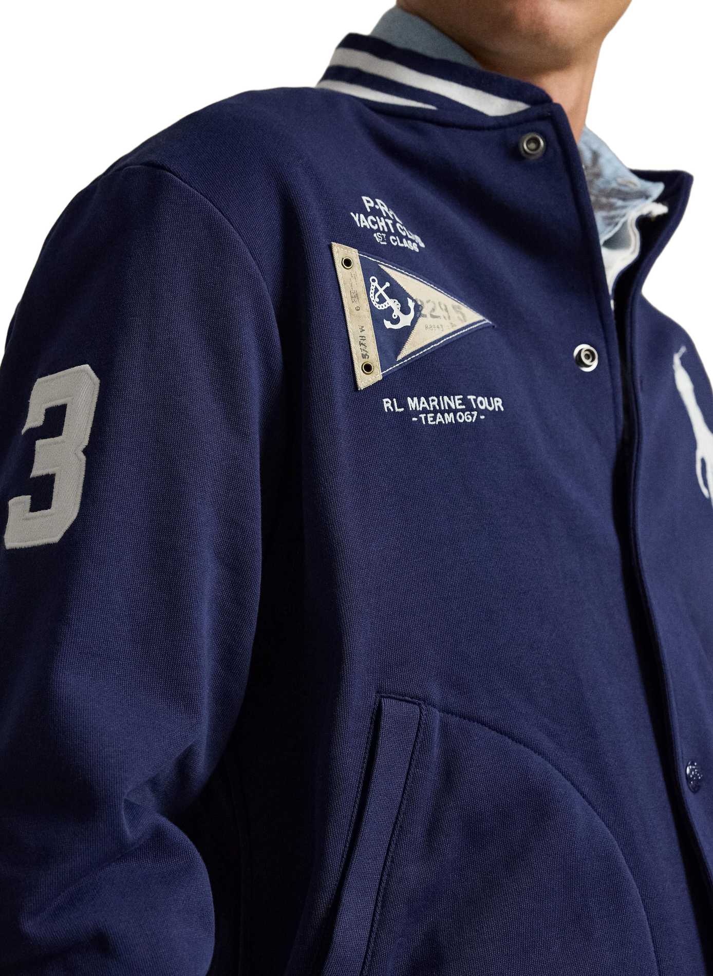 Varsity-Jacke aus Baumwollmischung POLO RALPH LAUREN Blau