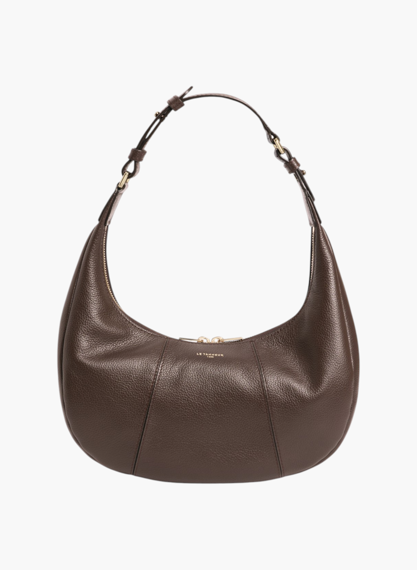 Petit sac hobo juliette en cuir grainé LE TANNEUR Marron