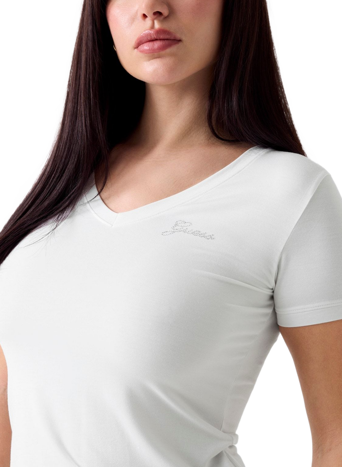 Camiseta cuello en V GUESS Blanco