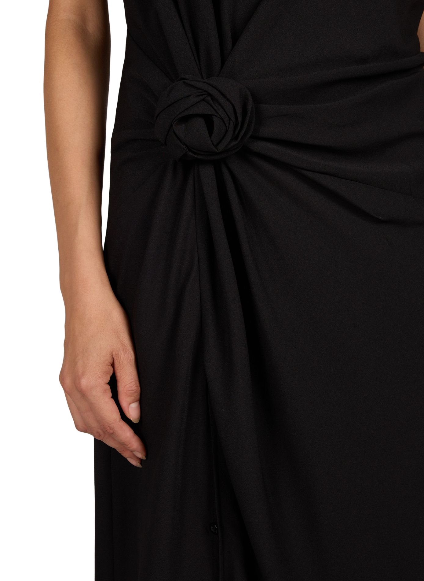 Robe longue drapée avec fente ROTATE Noir