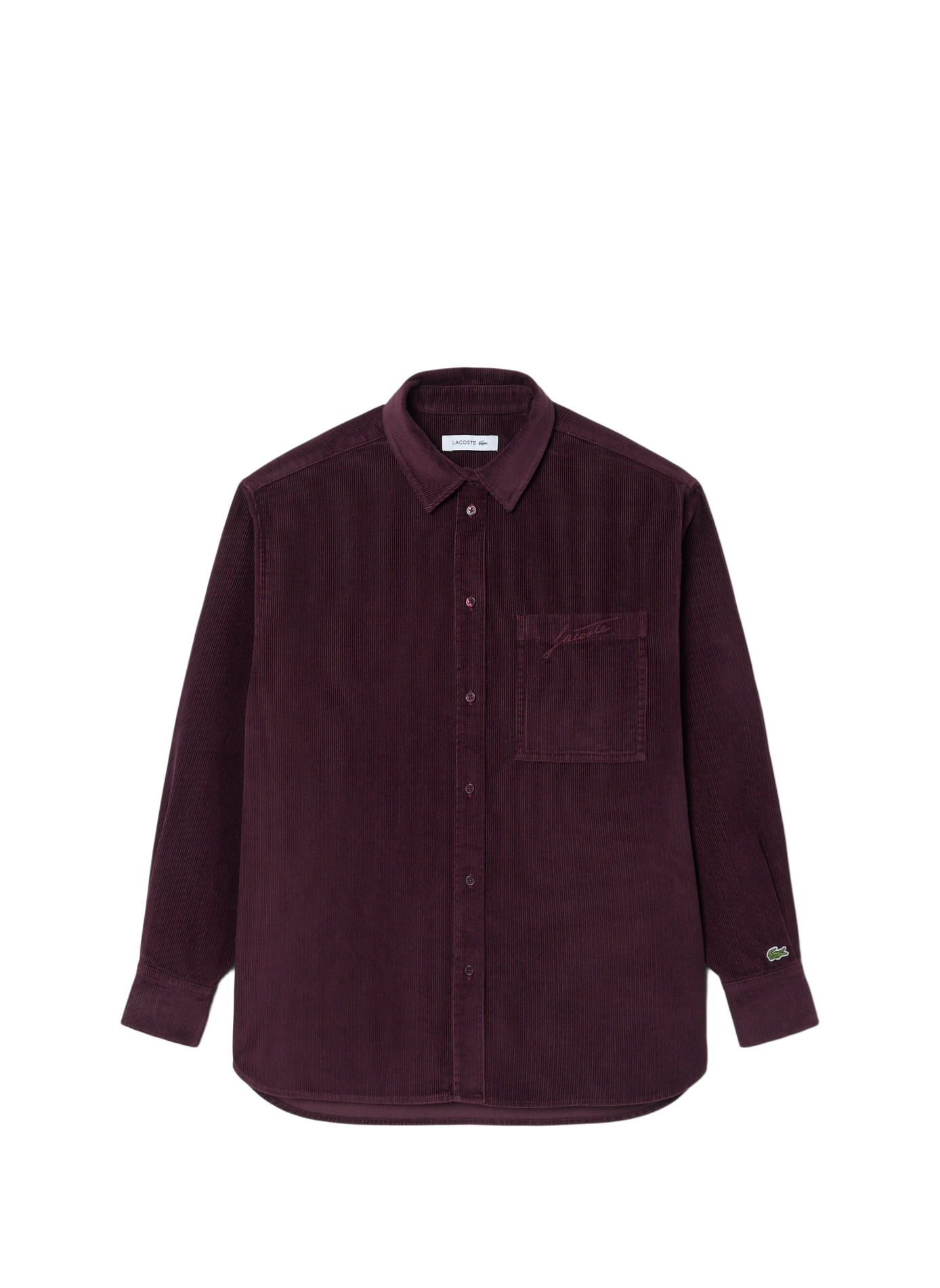 Oversized cotton shirt with patterns LACOSTE Purple