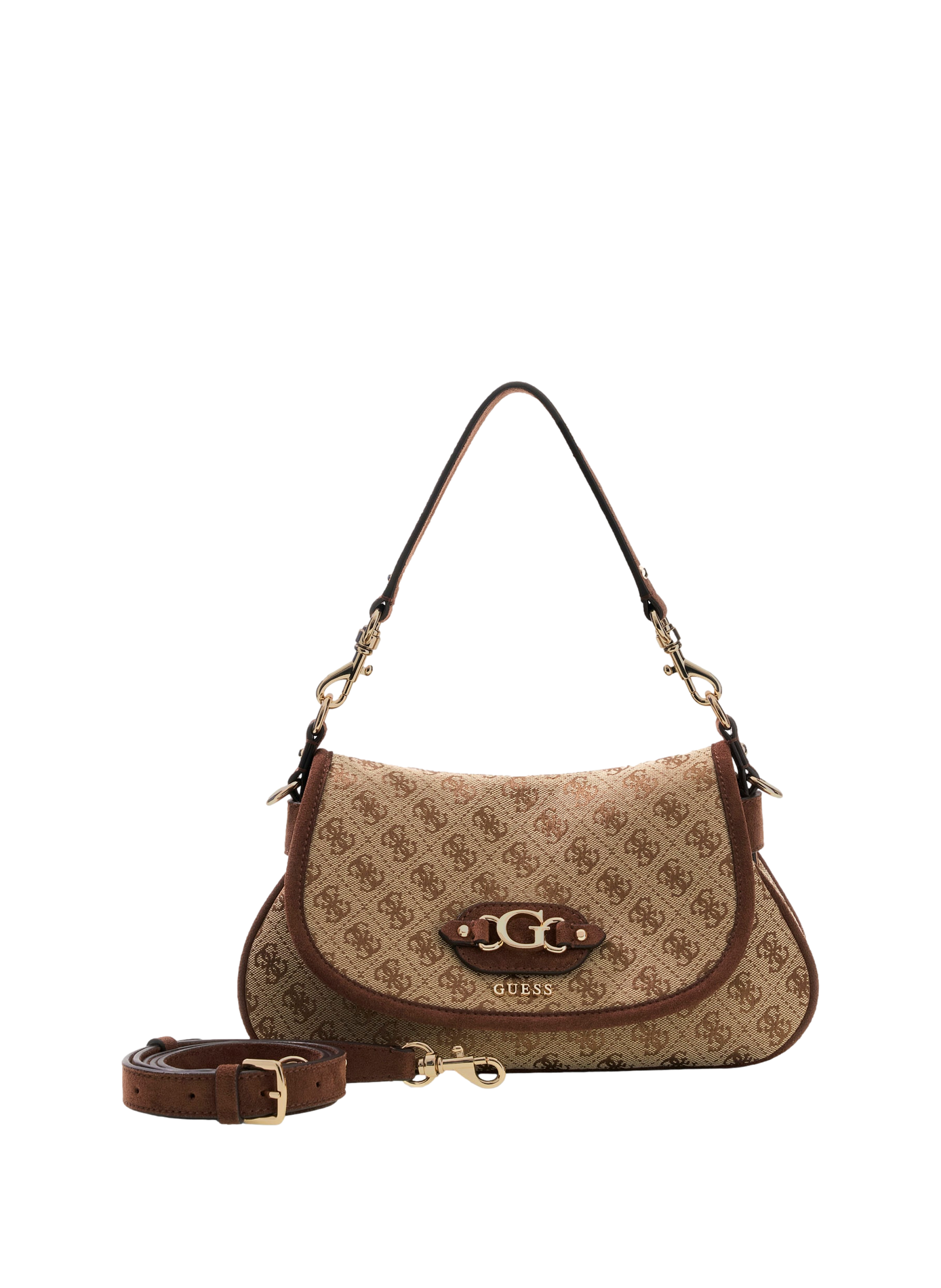 Sac porté épaule monogramme  GUESS Marron