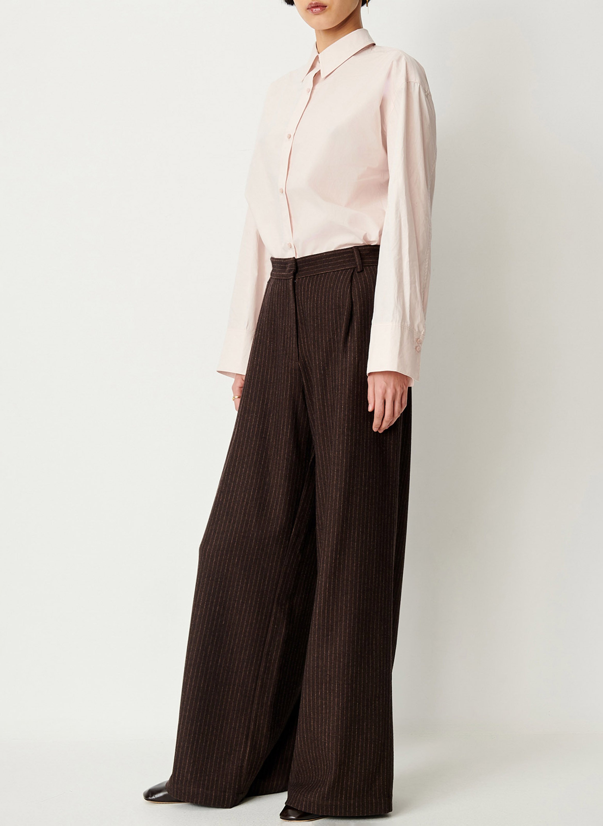 Pantalon large à rayures orozco SESSUN Marron