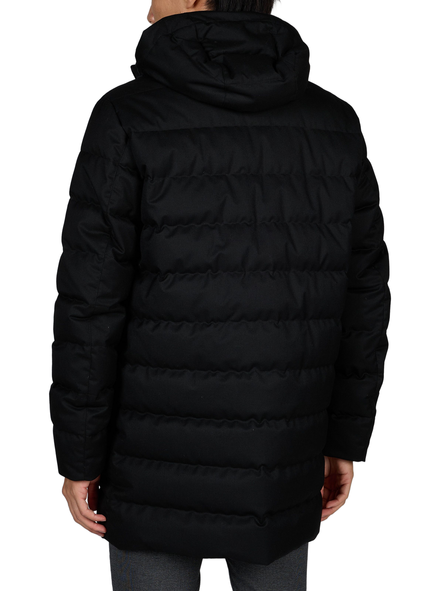Long quilted hooded puffer jacket HERNO Black