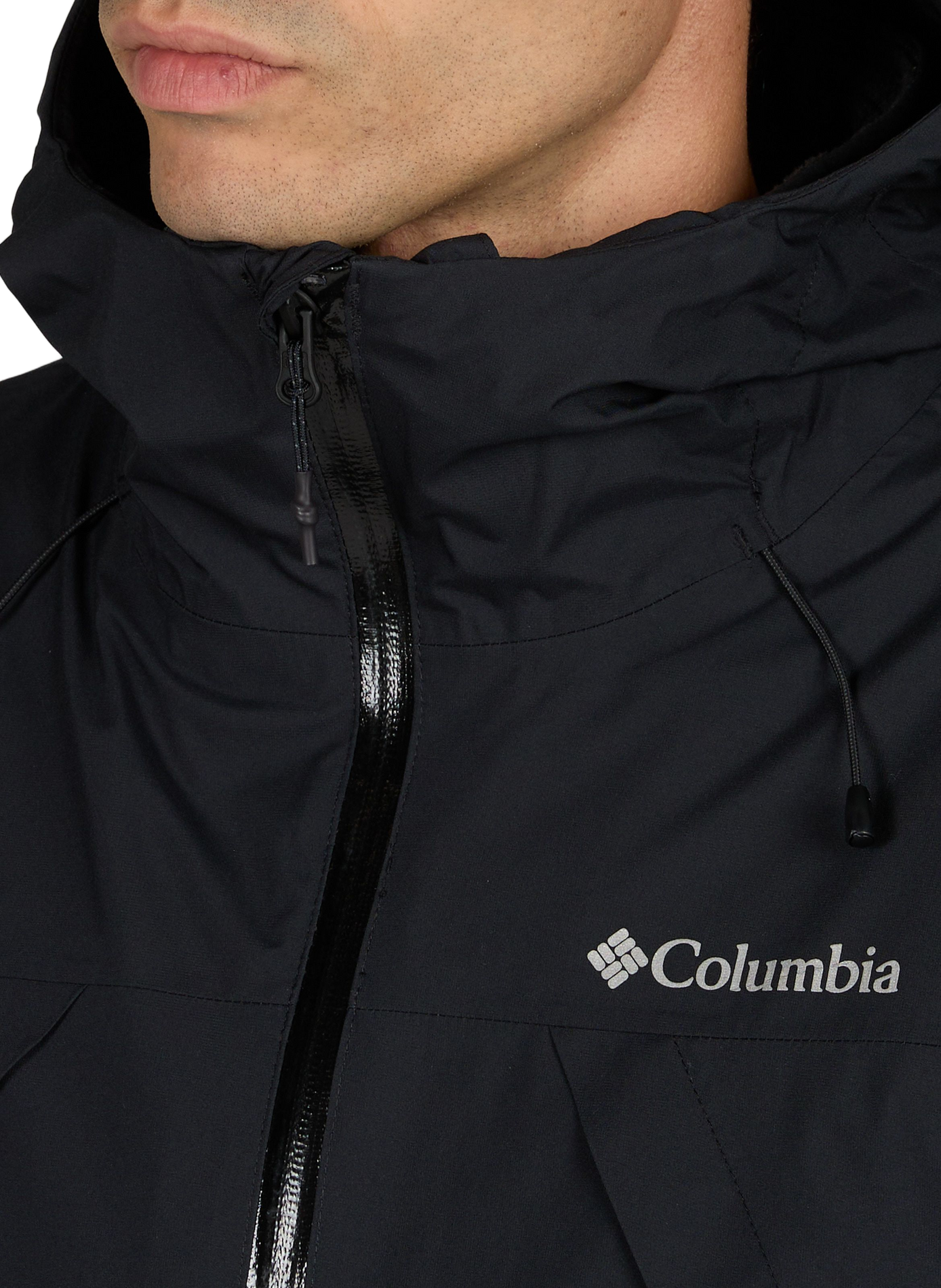 Einfarbige gerade geschnittene Kapuzenjacke COLUMBIA Schwarz