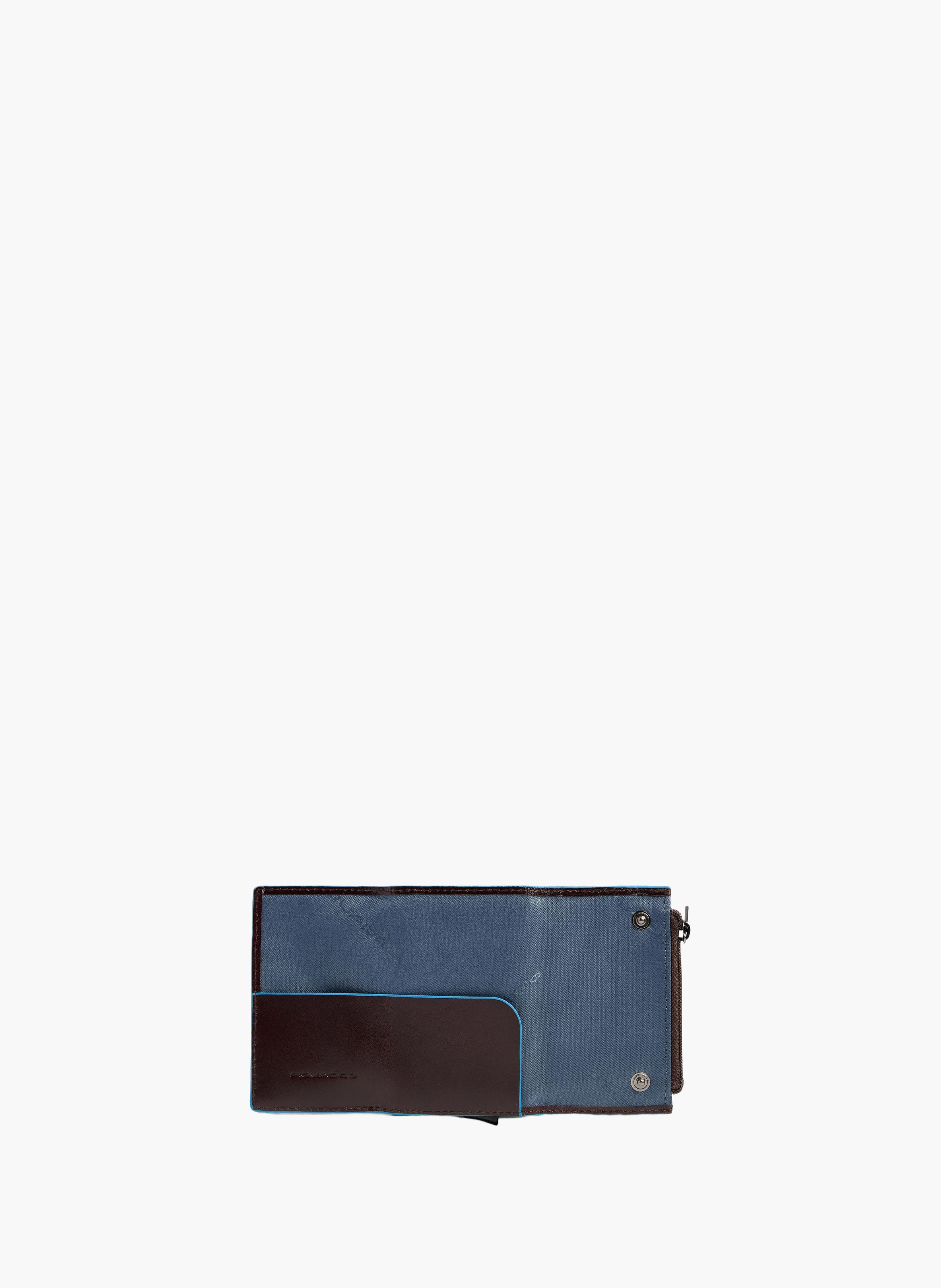 Compact leather wallet with pop-up card holder PIQUADRO Brown