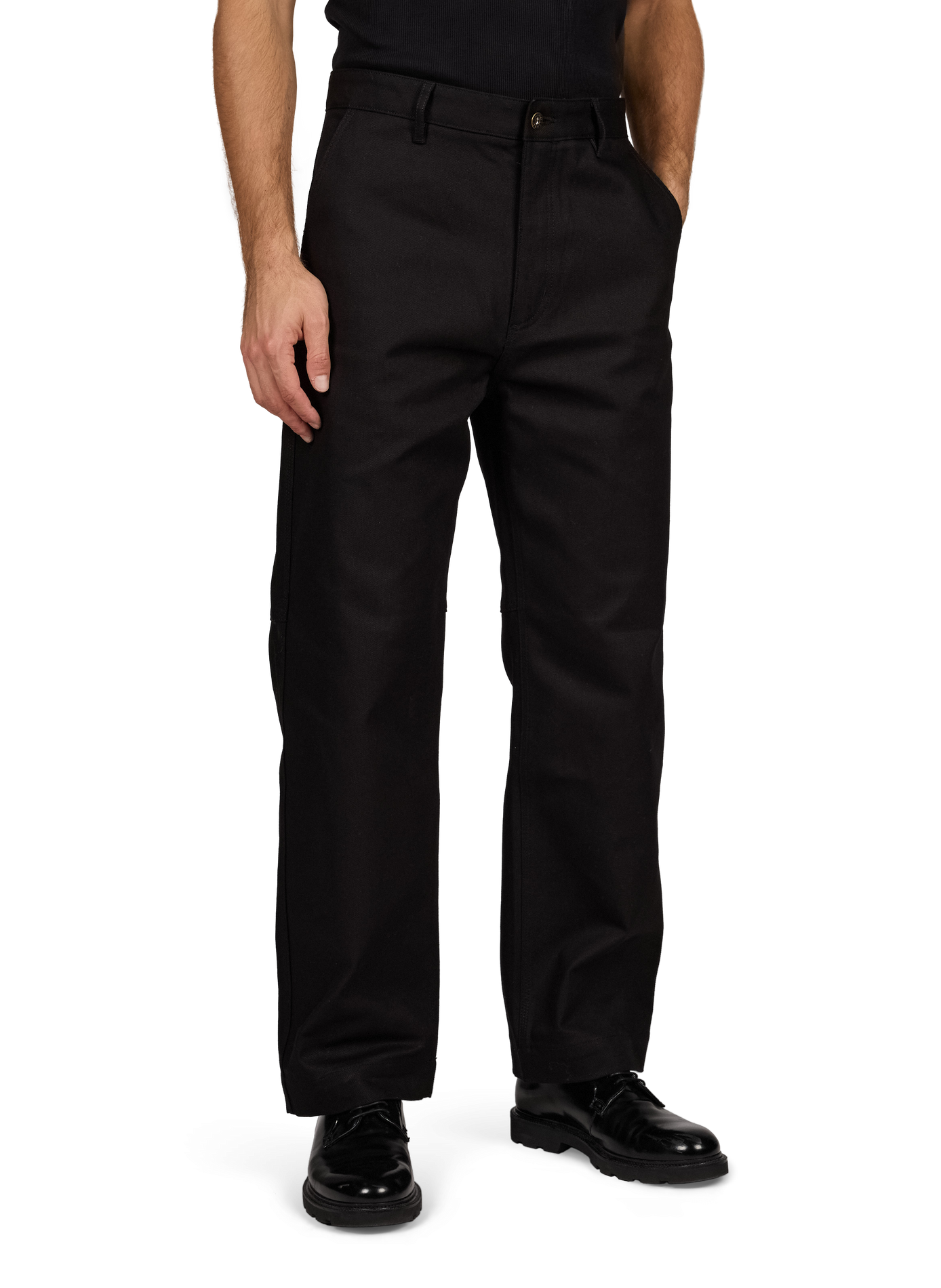 Straight cotton-blend trousers HUGO BLUE Black