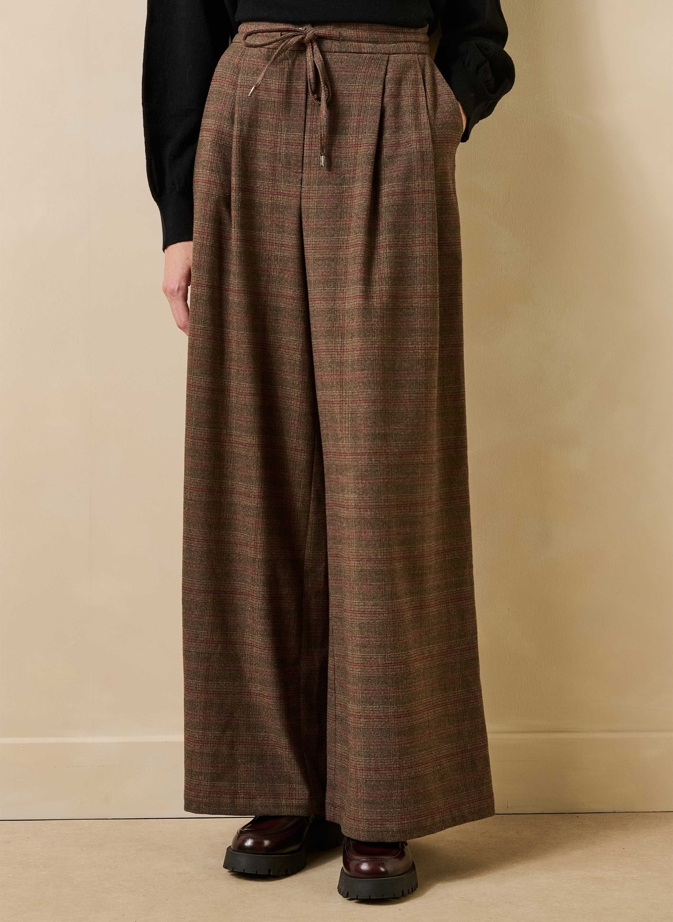 Wijde geruite broek LA FEE MARABOUTEE Bruin