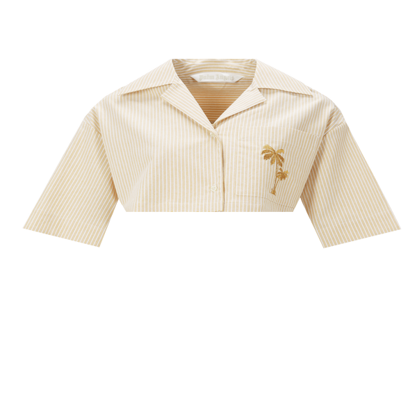 Shop Palm Angels Cropped Cotton Shirt In Yellow