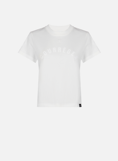 Weißes Baumwoll-Logo-T-Shirt COURRÈGES 
