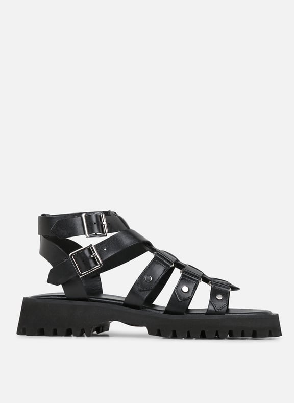 Sandales plates en cuir Noir by IKKS IKKS Sandales plates en cuir Noir