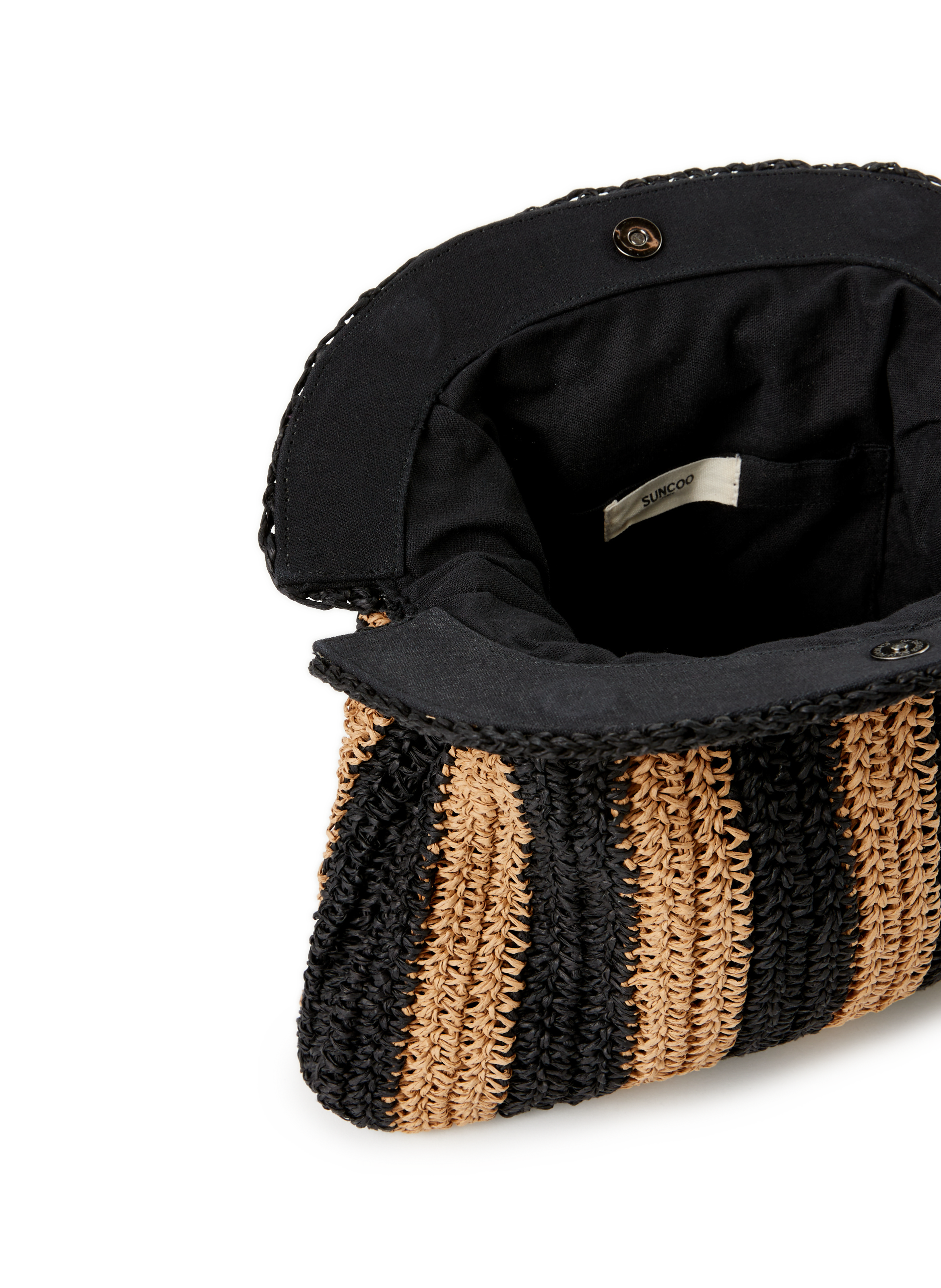 Pochette rayée en raphia SUNCOO Beige