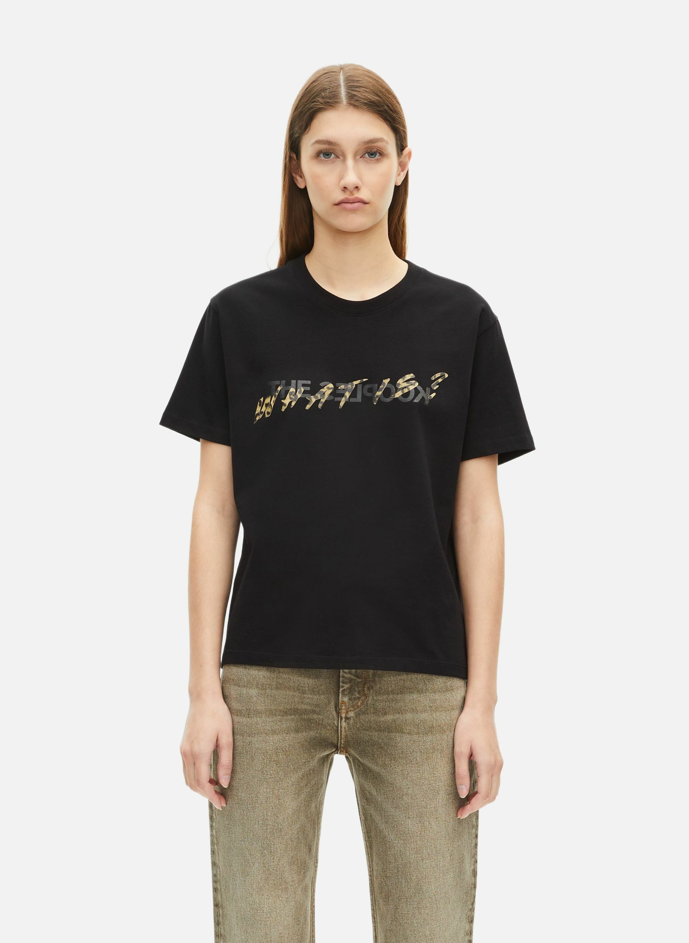 T-Shirt logo en coton what is Noir The kooples Femme