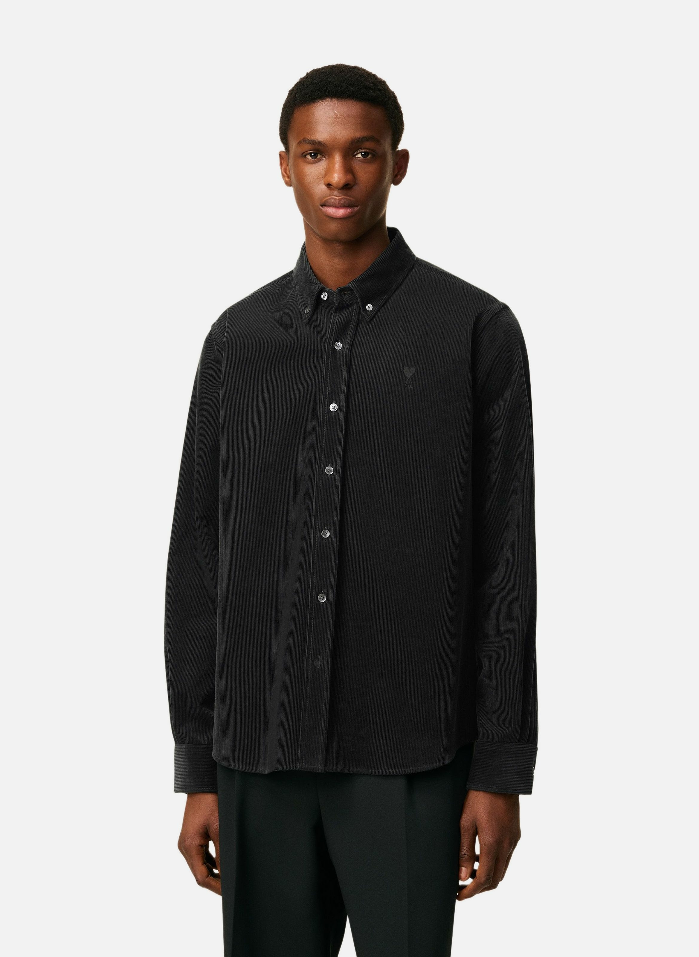 Chemise col boutonné ami de coeur en coton AMI PARIS Gris