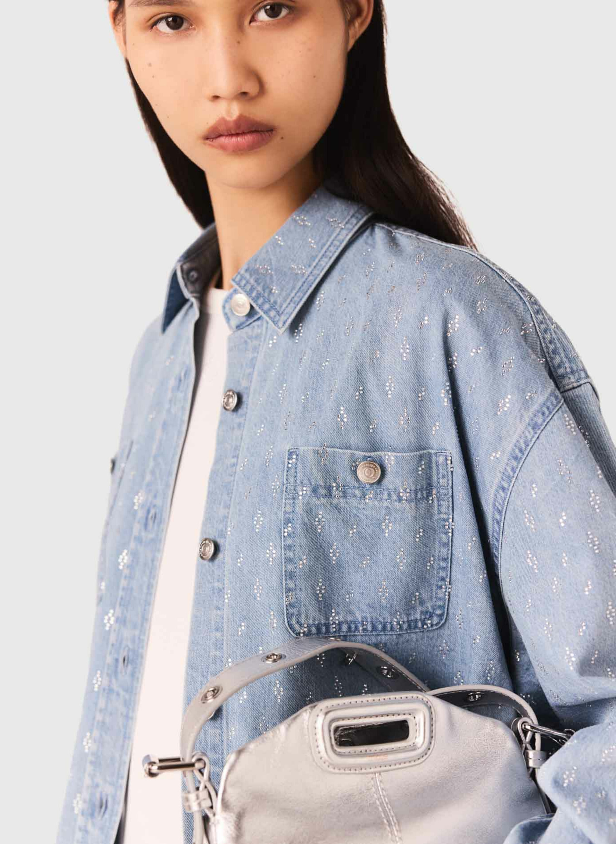 Chemise col classique en jean MAJE Bleu