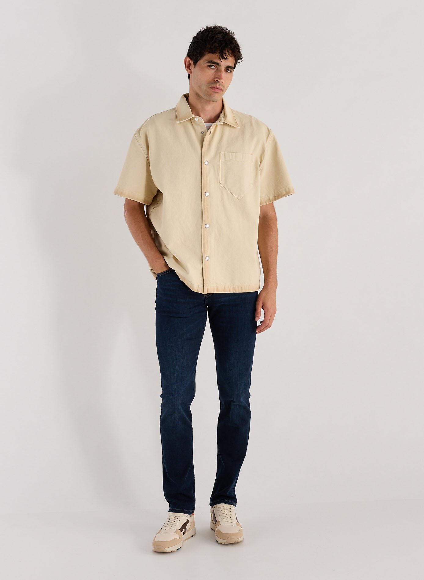 Short-Sleeve Cotton Shirt 7 FOR ALL MANKIND Beige