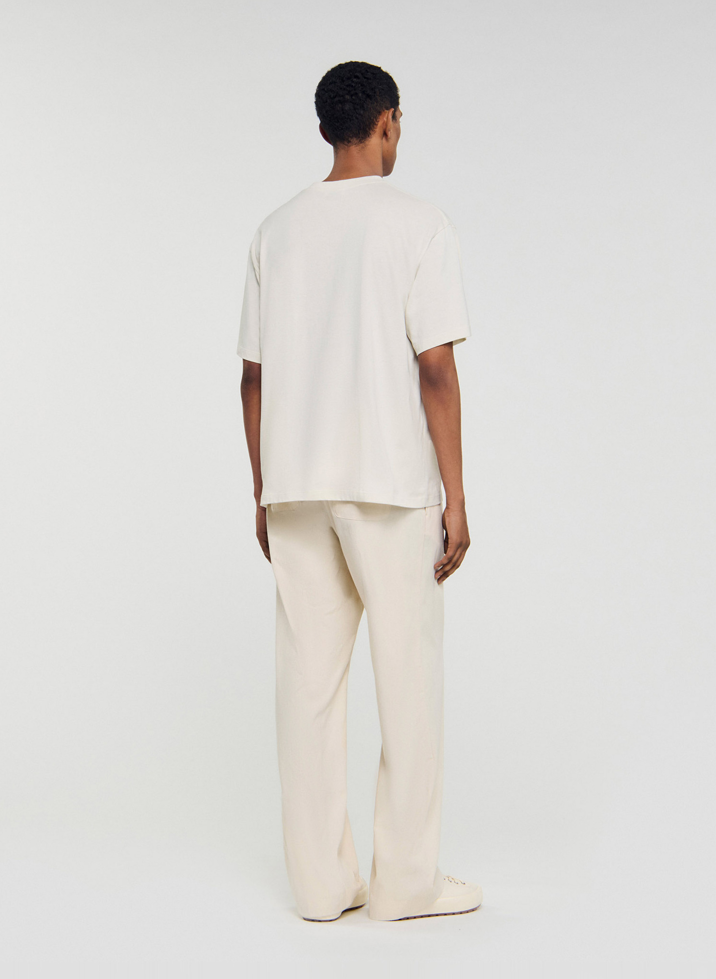 Tee-shirt col rond en coton SANDRO Beige