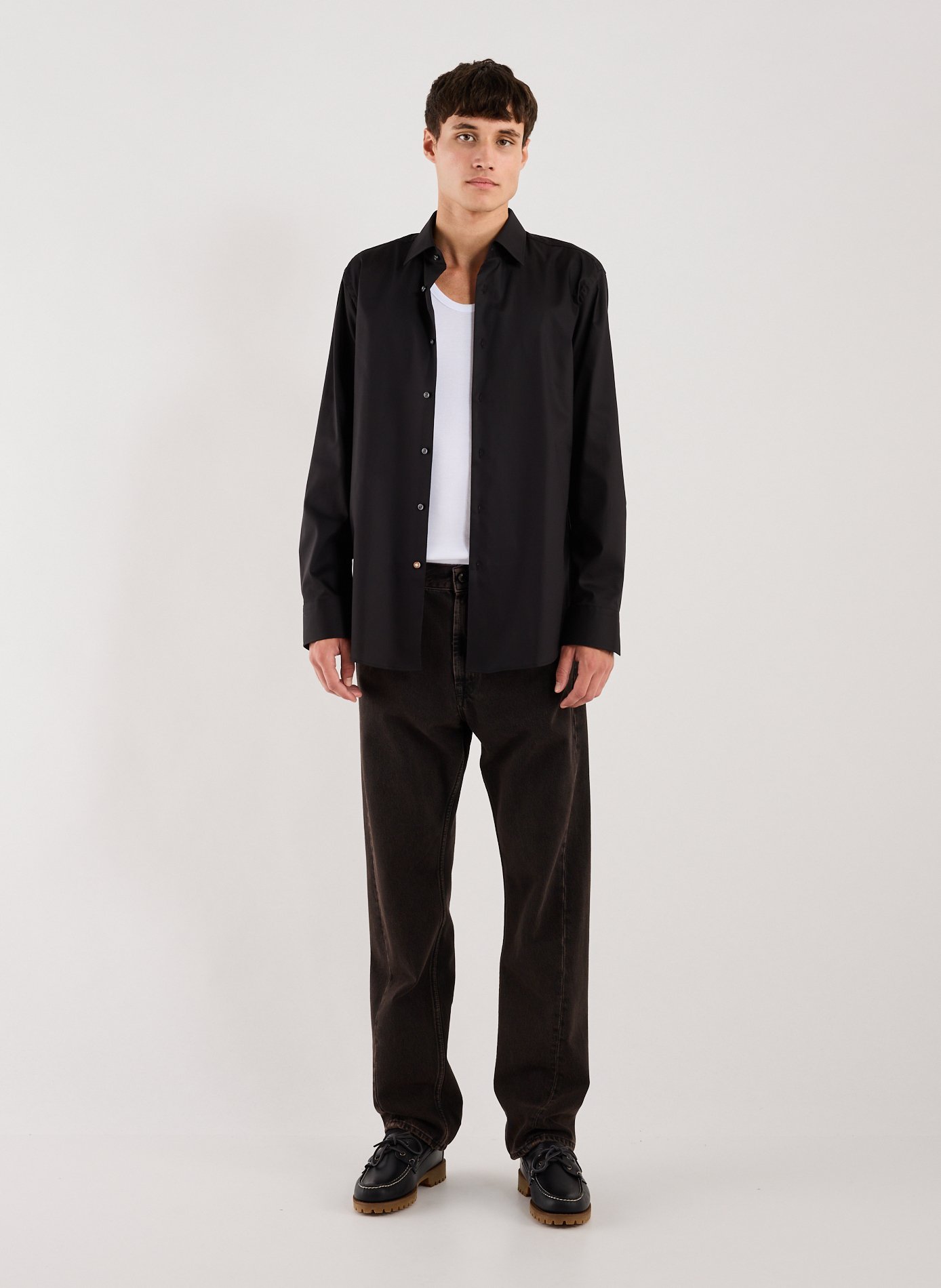 Chemise slim en coton BOSS Noir