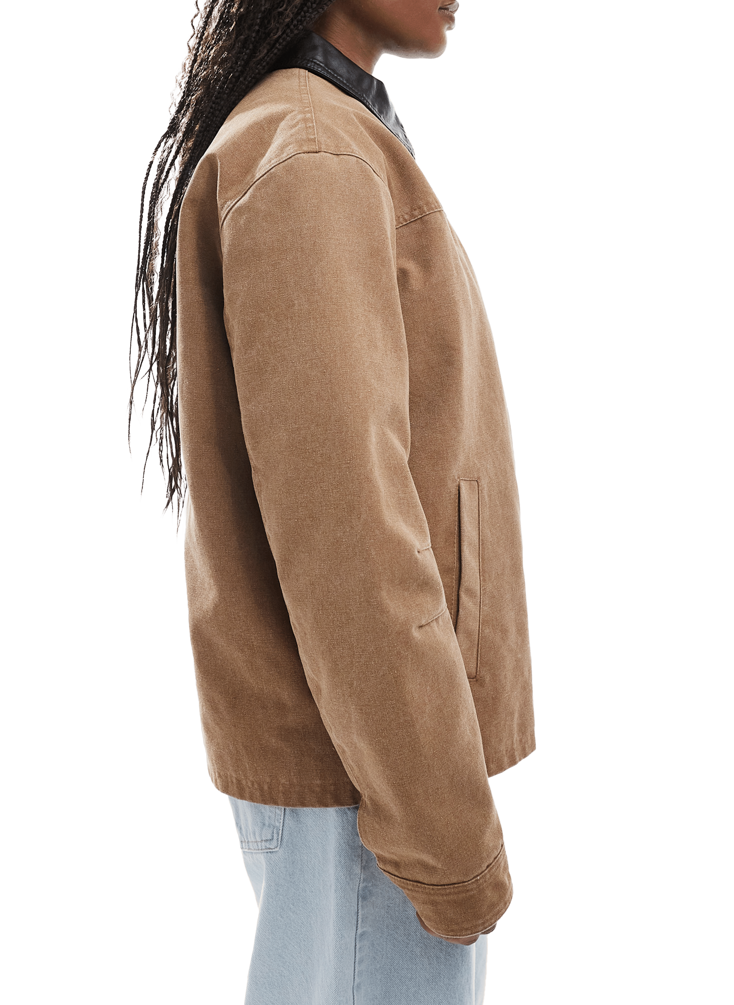 Veste ample à col classique contrastant TOPSHOP Beige