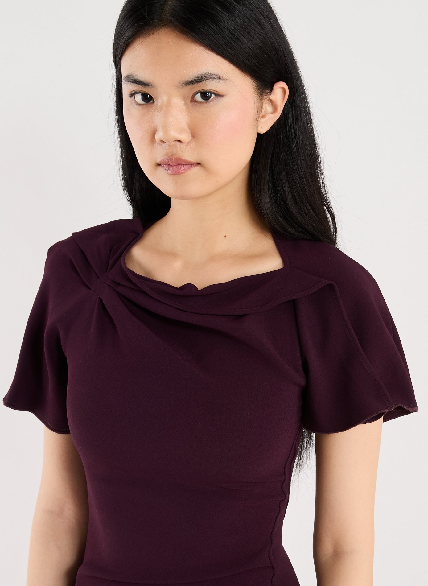 Robe longue effet drapé Rouge