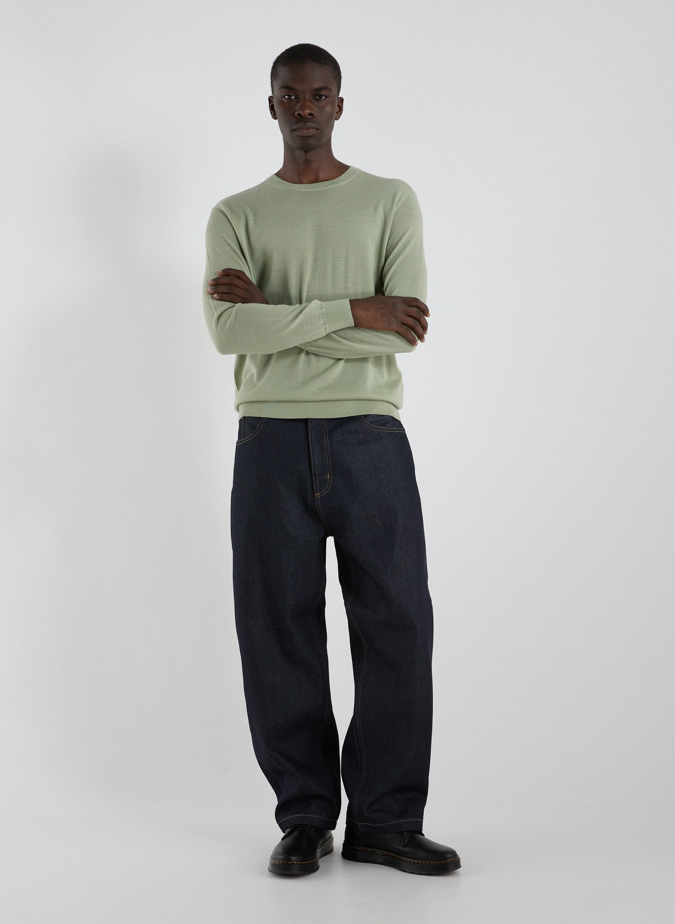 Pull à col rond en laine CLOSED Vert