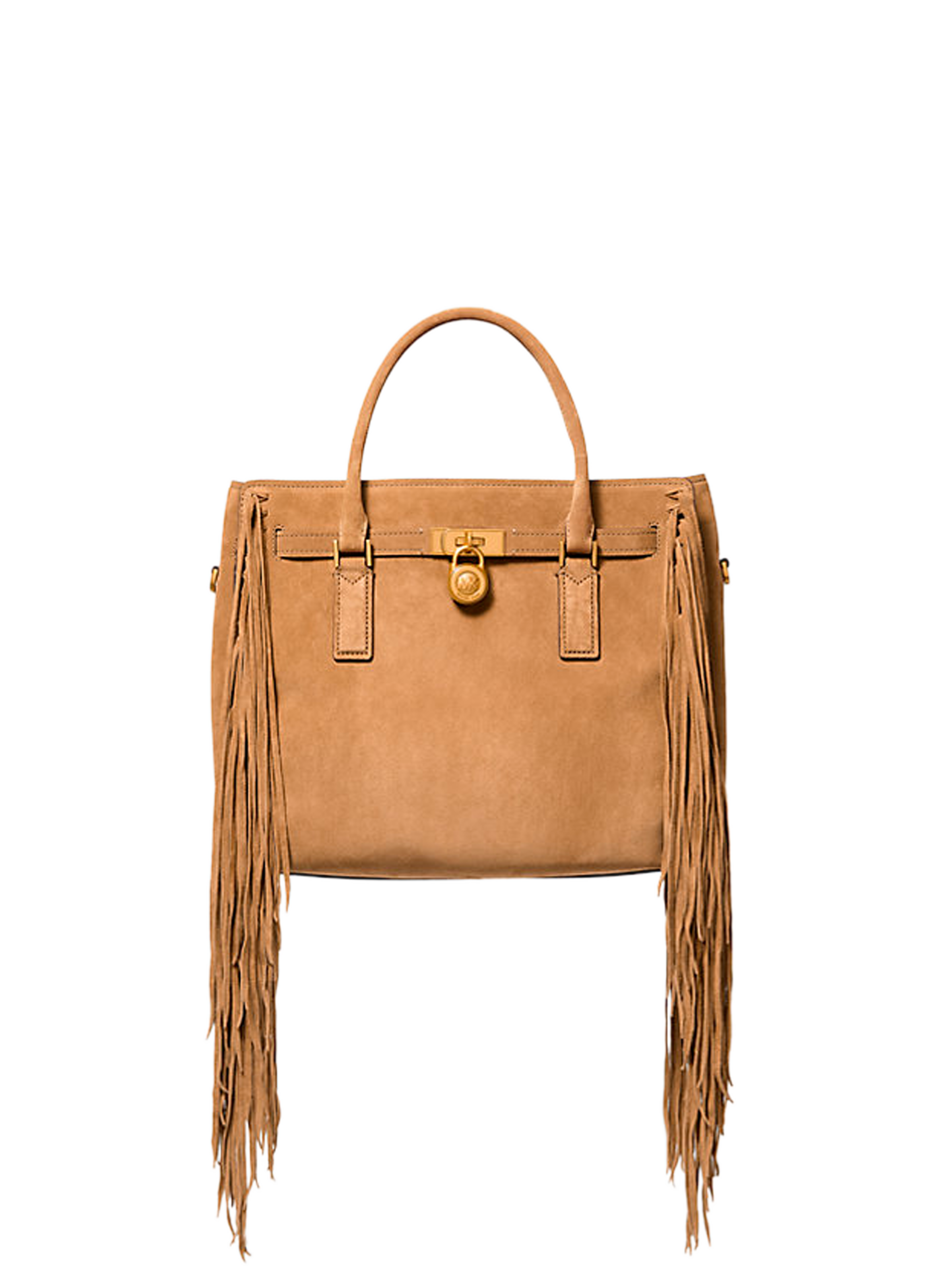 MICHAEL KORS Sac à main Hamilton en cuir à franges Marron