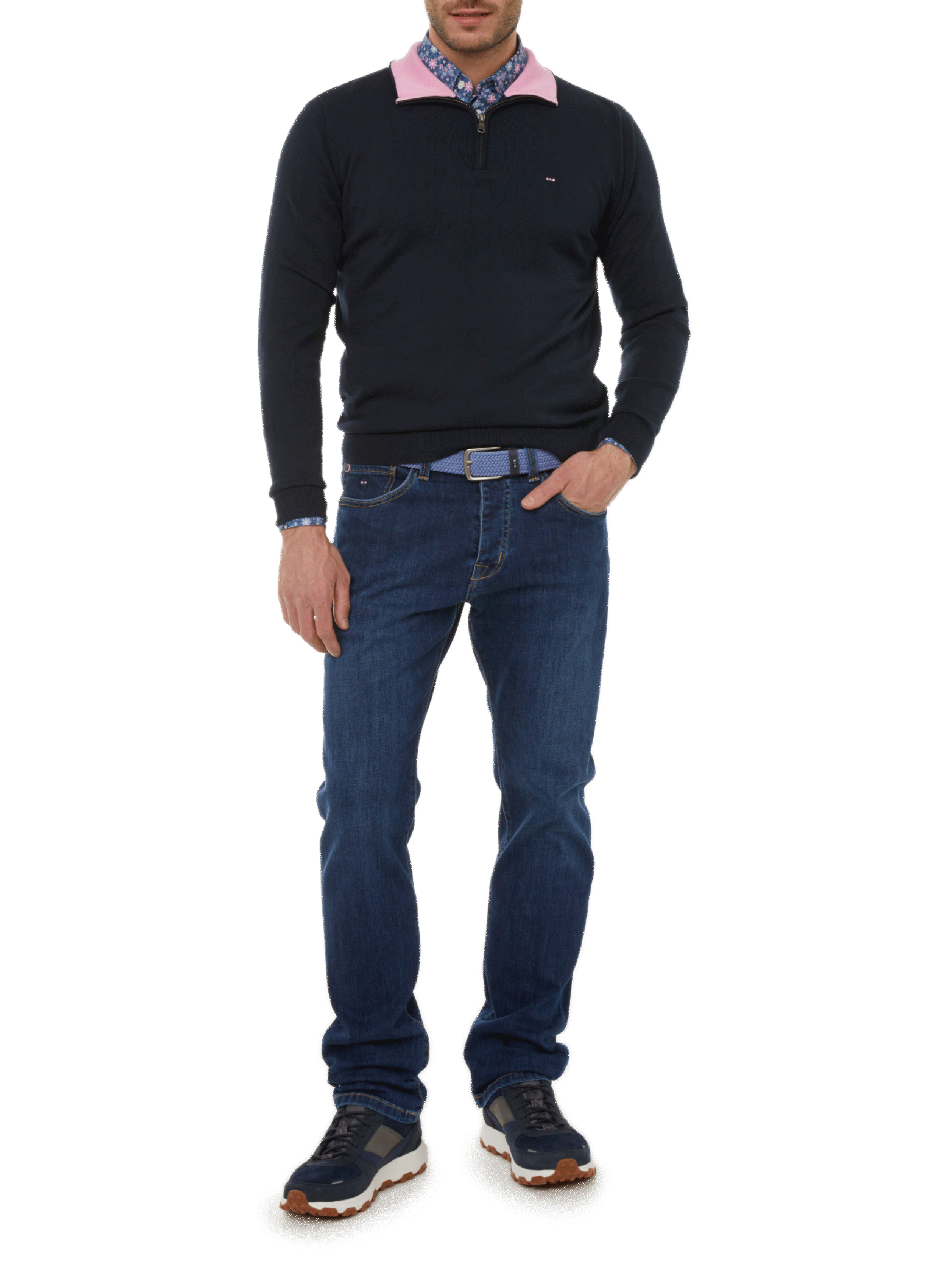 Jumper with zip neck EDEN PARK Blue