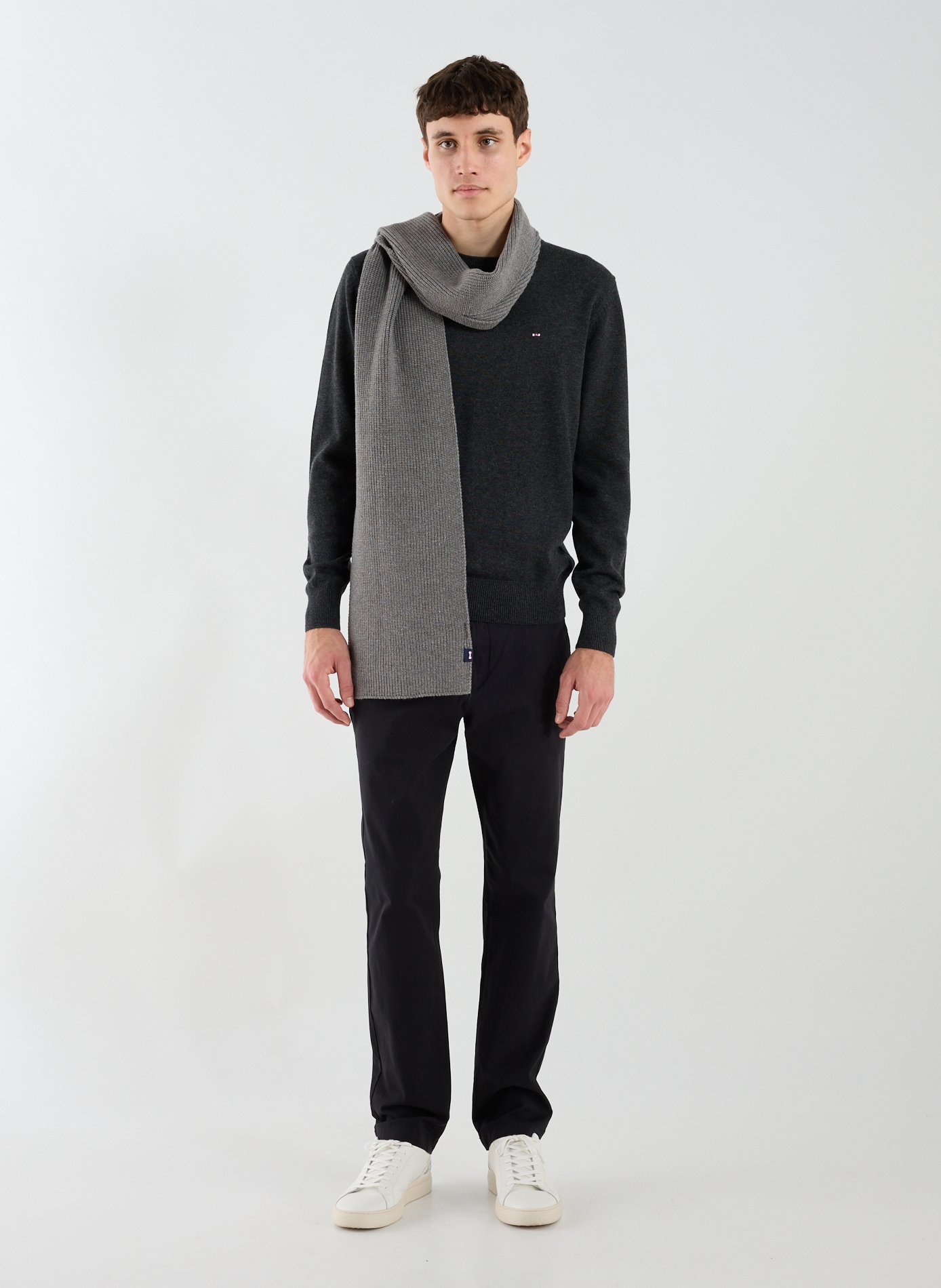 Round neck wool and cotton sweater EDEN PARK Grey