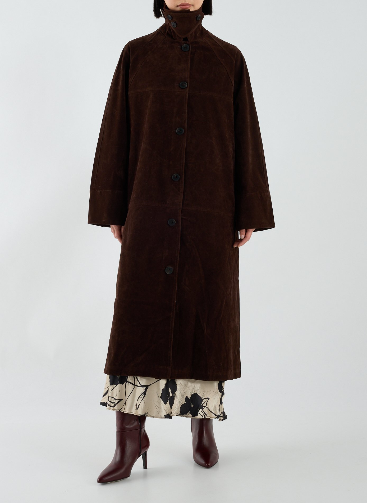 Oversized coat with Italian collar TOPSHOP Brown