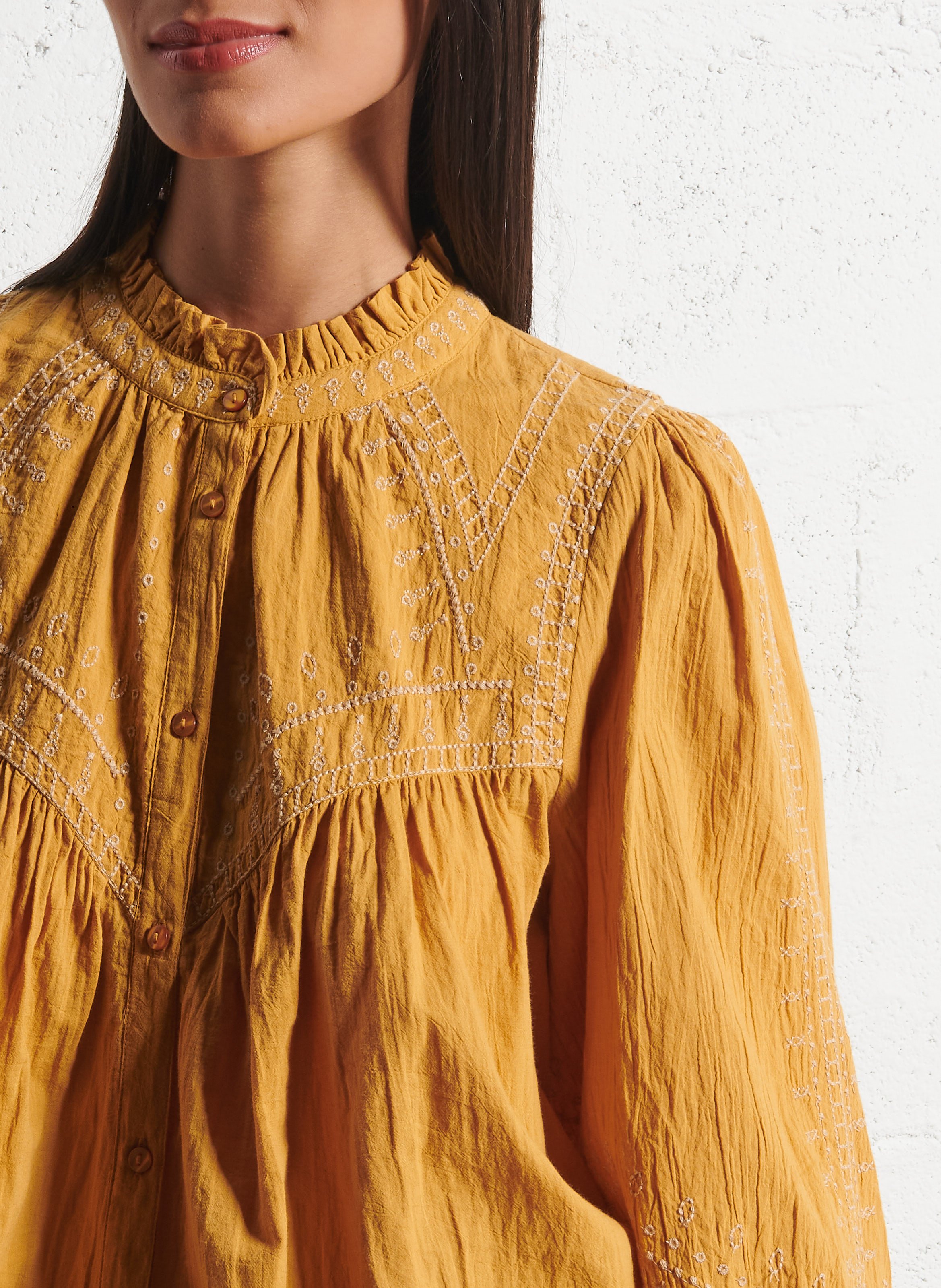 Chemise col victorien en coton jaky BA&SH Beige