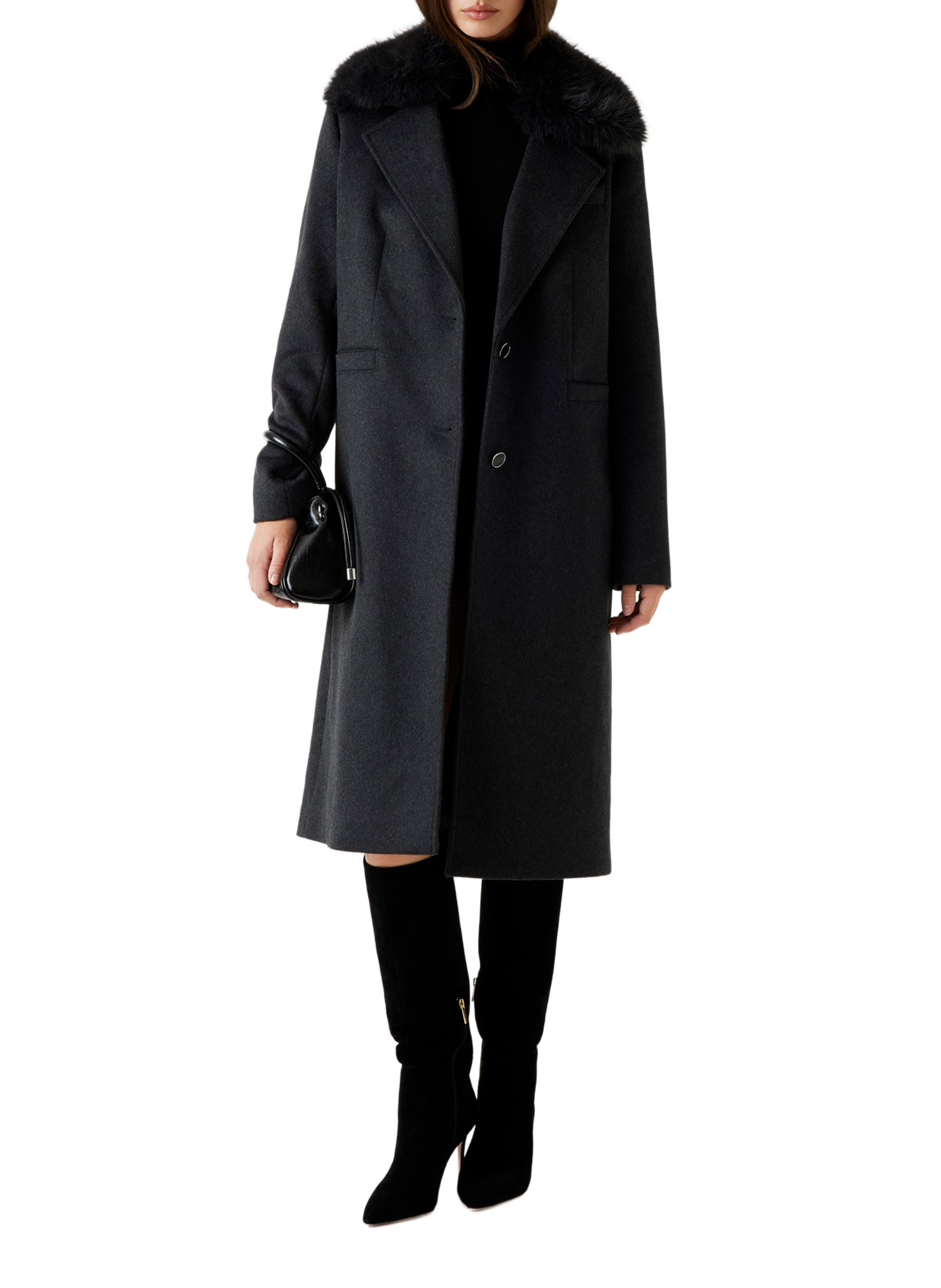 Manteau long en laine mélangée GUESS Gris