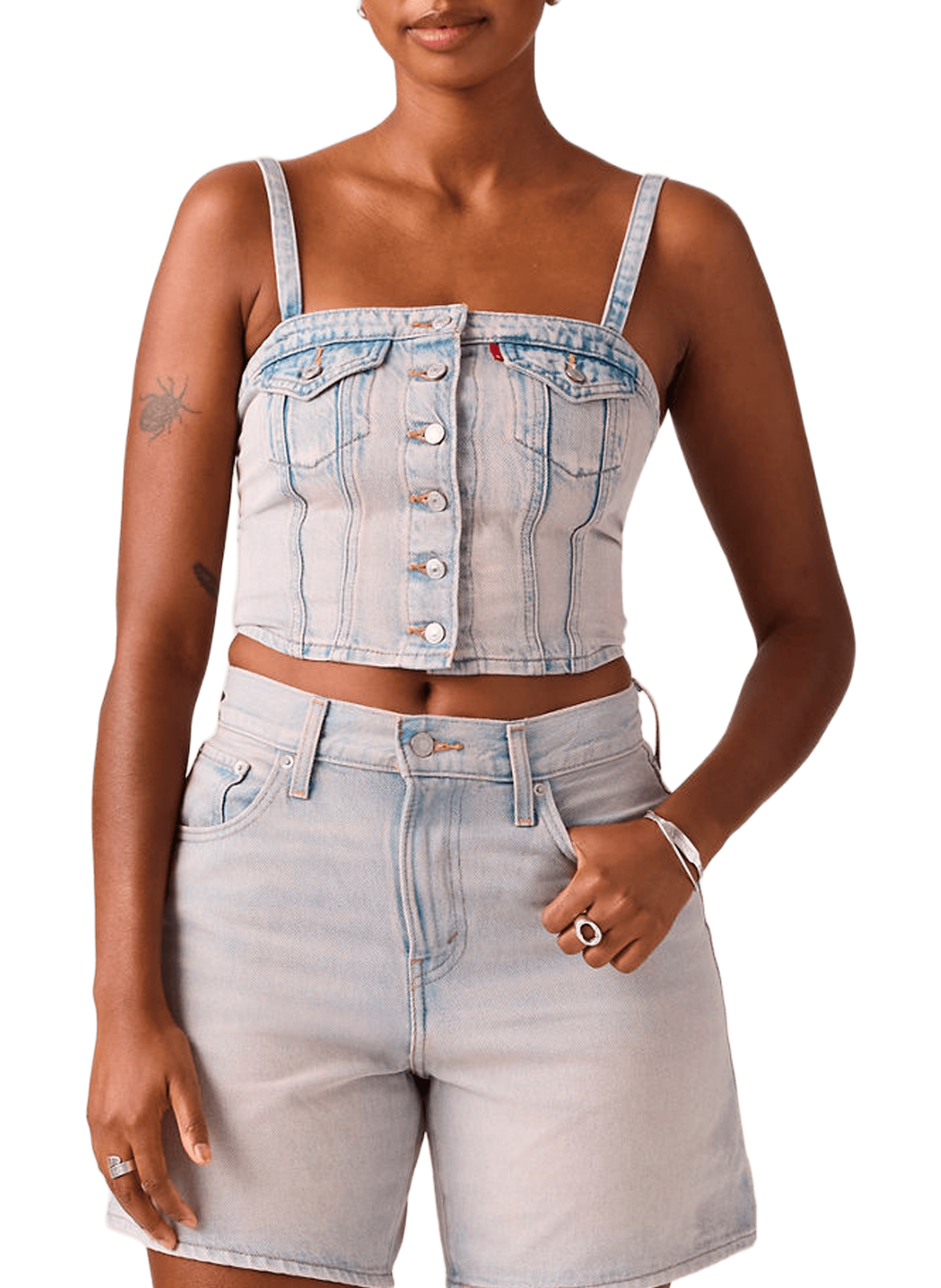 Top bustier délavé en coton LEVI'S Pink