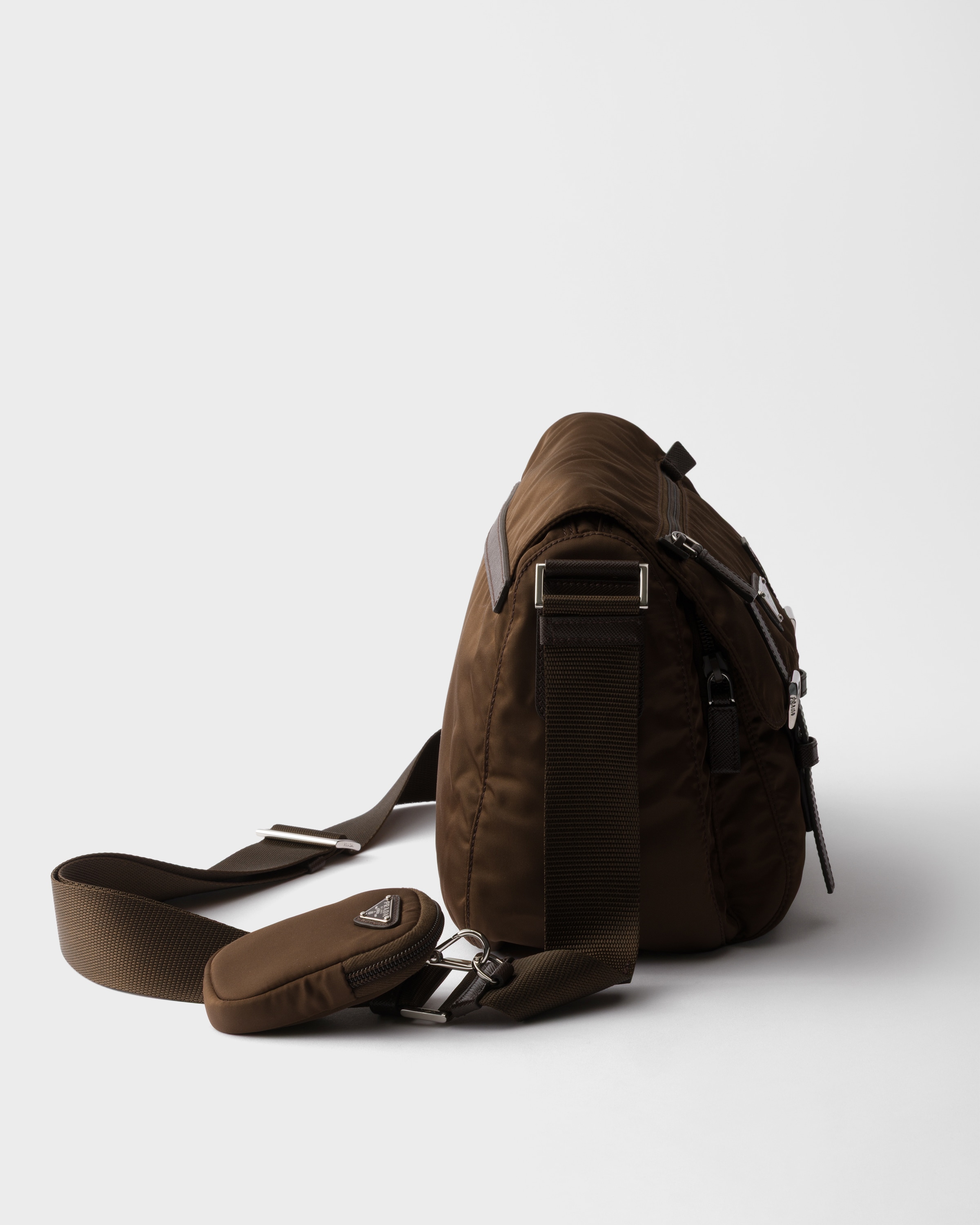 Sac porté épaule en re-nylon PRADA Marron