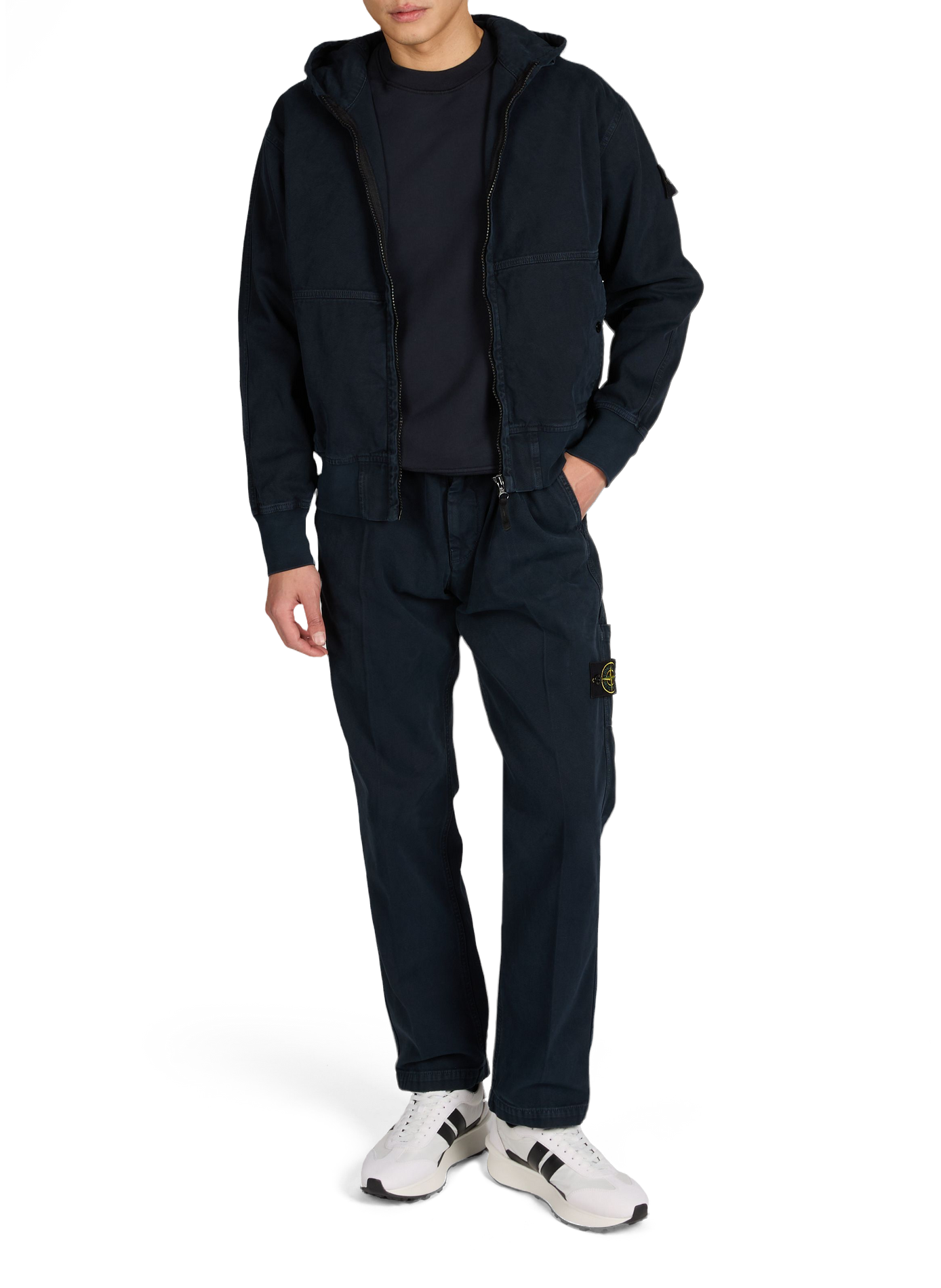 Sweat droit zippé en coton  STONE ISLAND Bleu