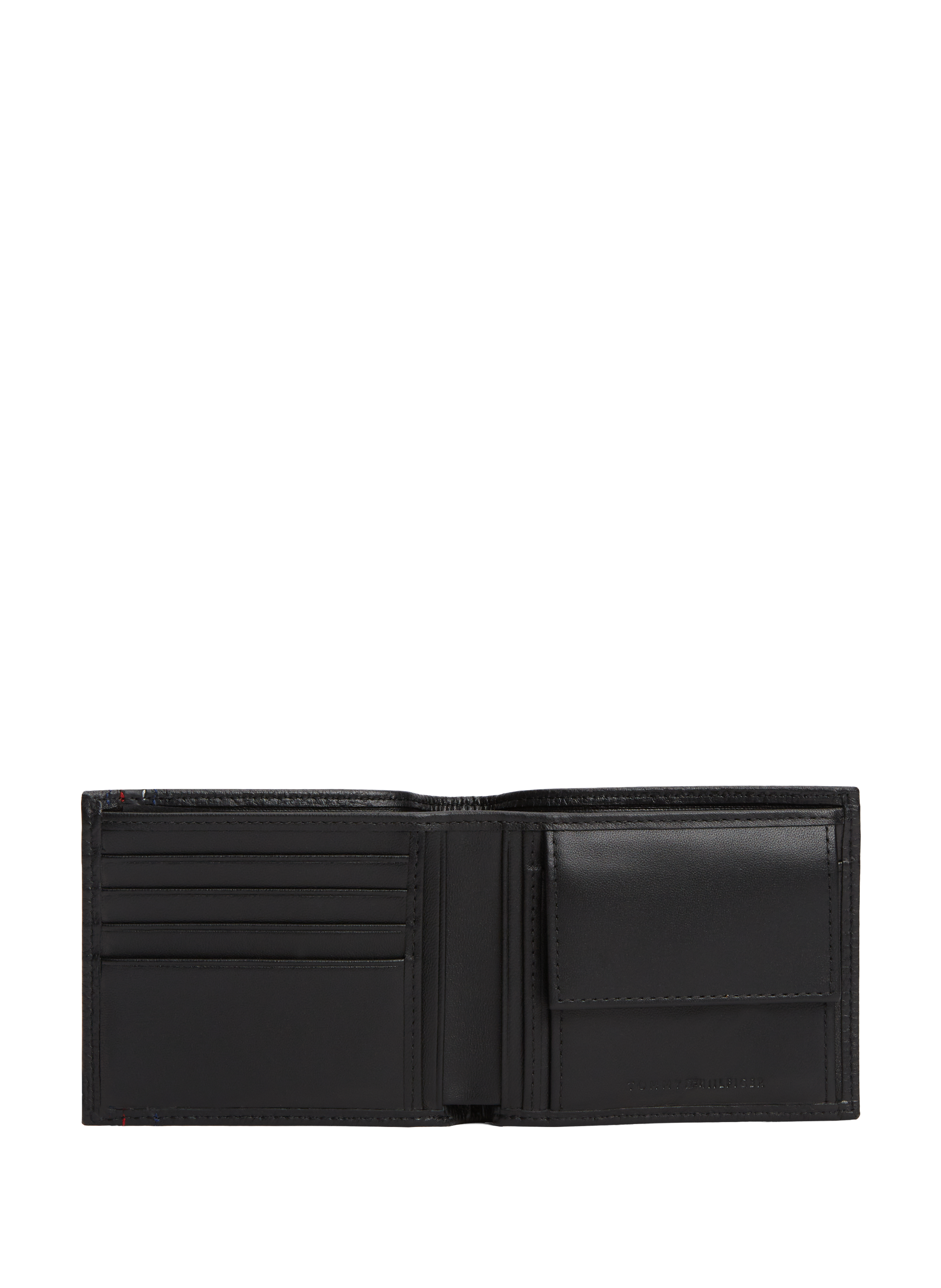 Grained leather card holder Black