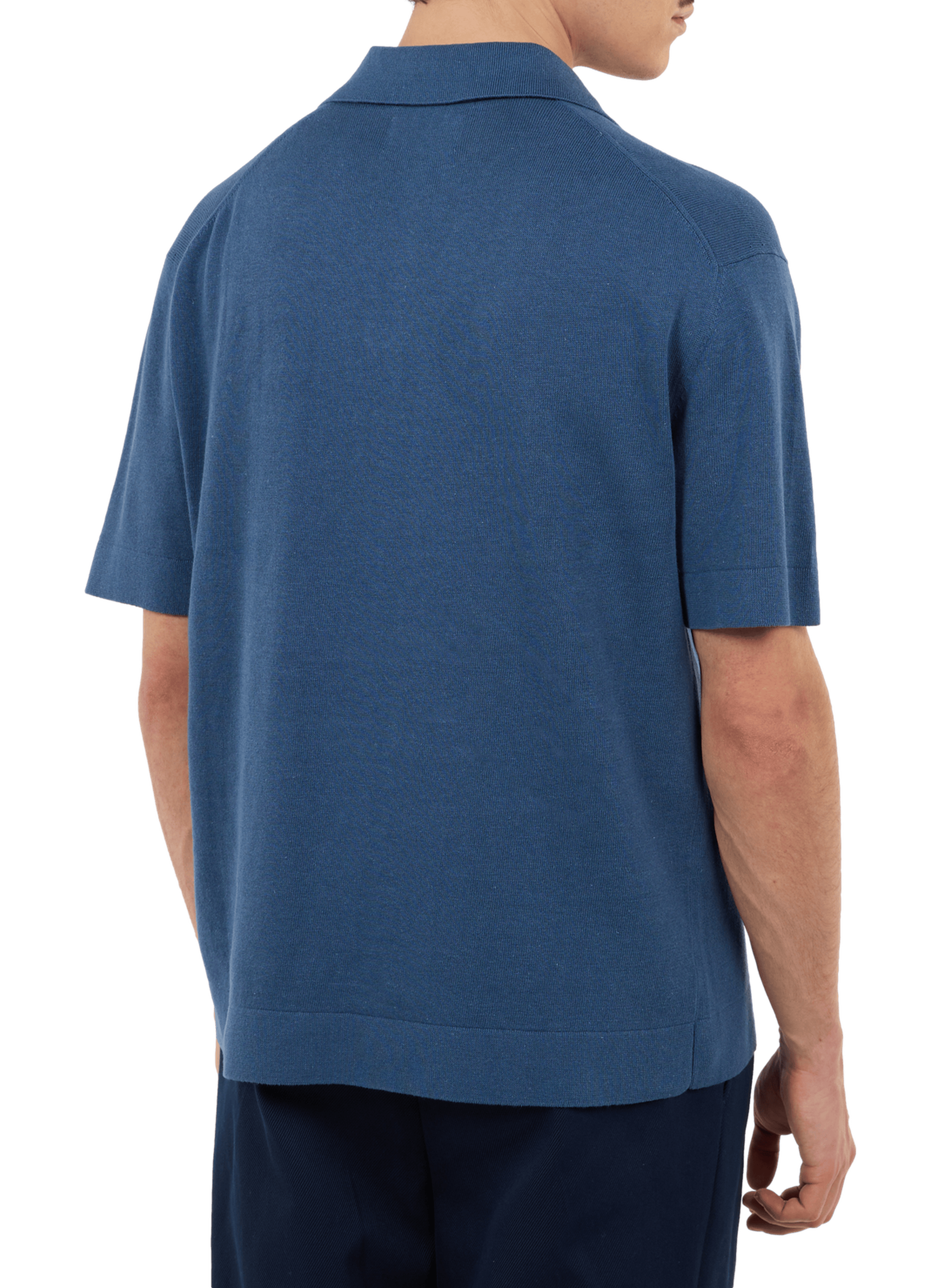 Polo Holl à manches courtes en lin et coton SAISON 1865 Bleu