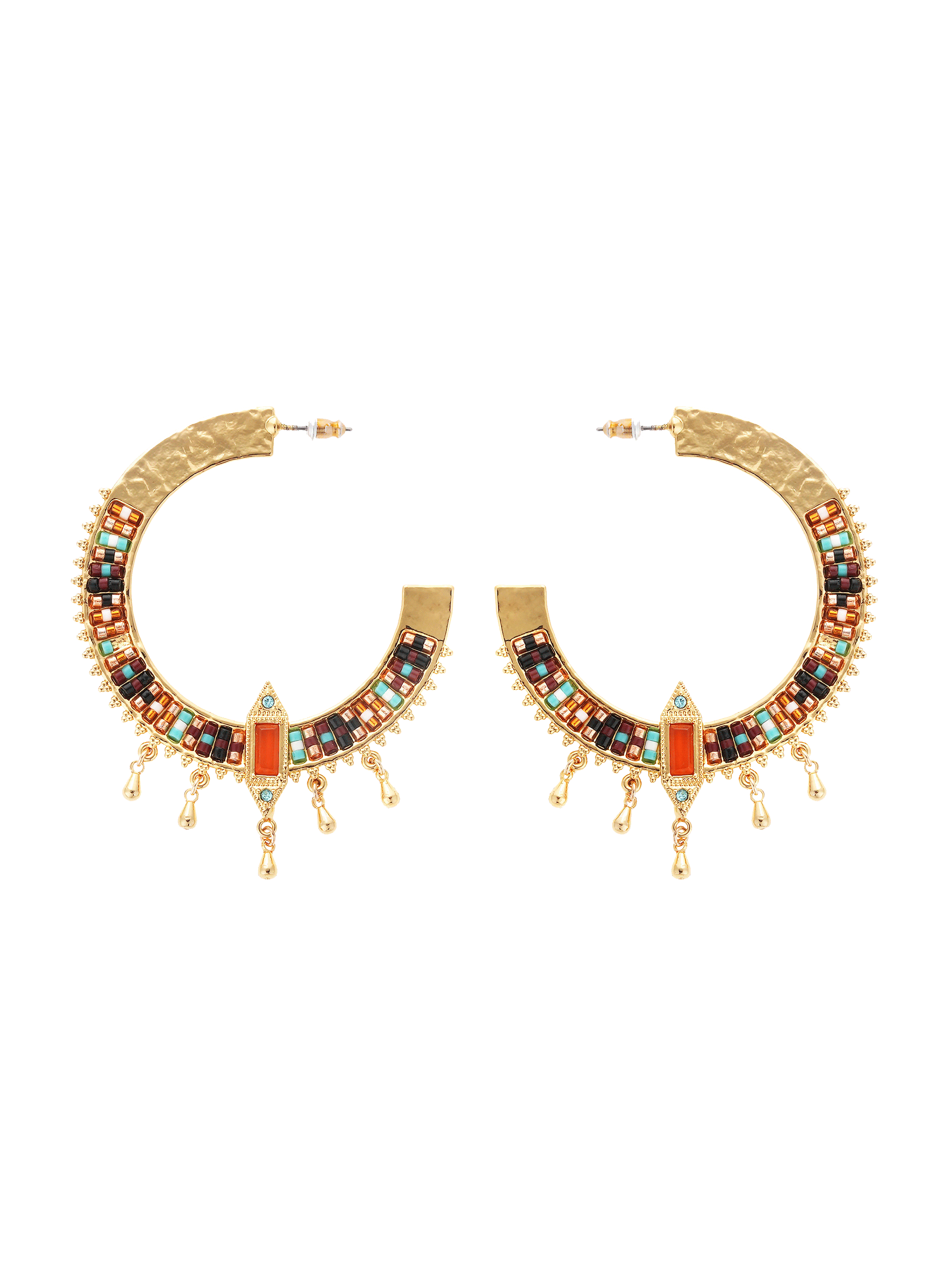 Boucles d'oreilles créoles avec perles cenote HIPANEMA Bleu