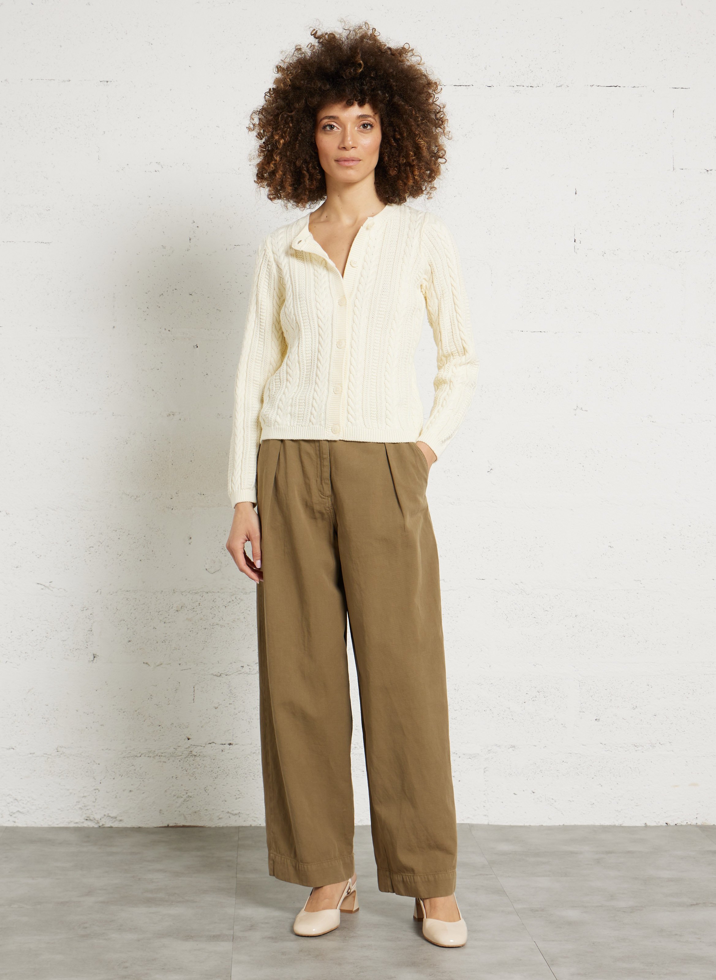 Pantalon droit en coton et lin namaz AMERICAN VINTAGE Vert