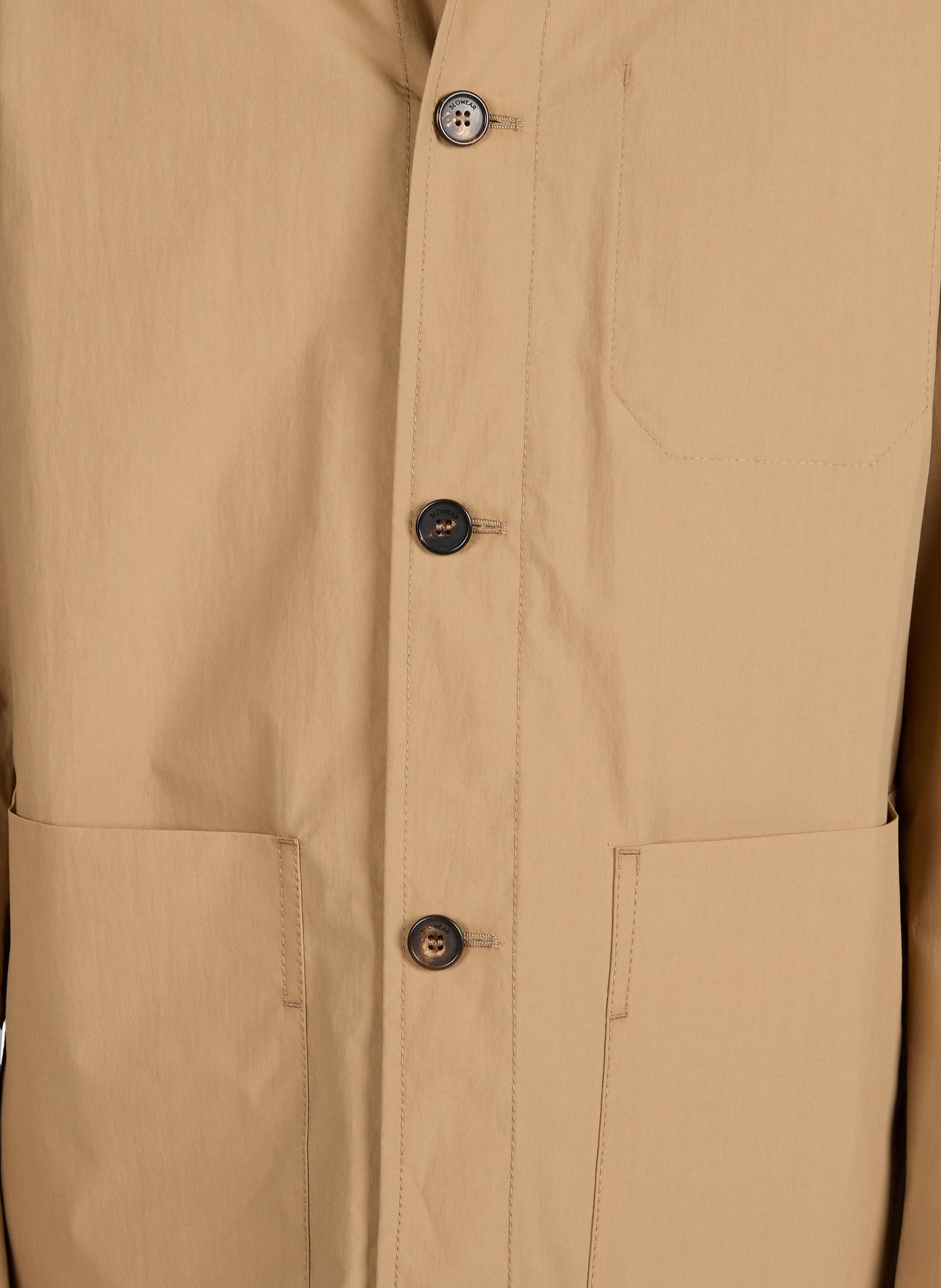 Solid overshirt with classic collar in blended cotton SLOWEAR Beige