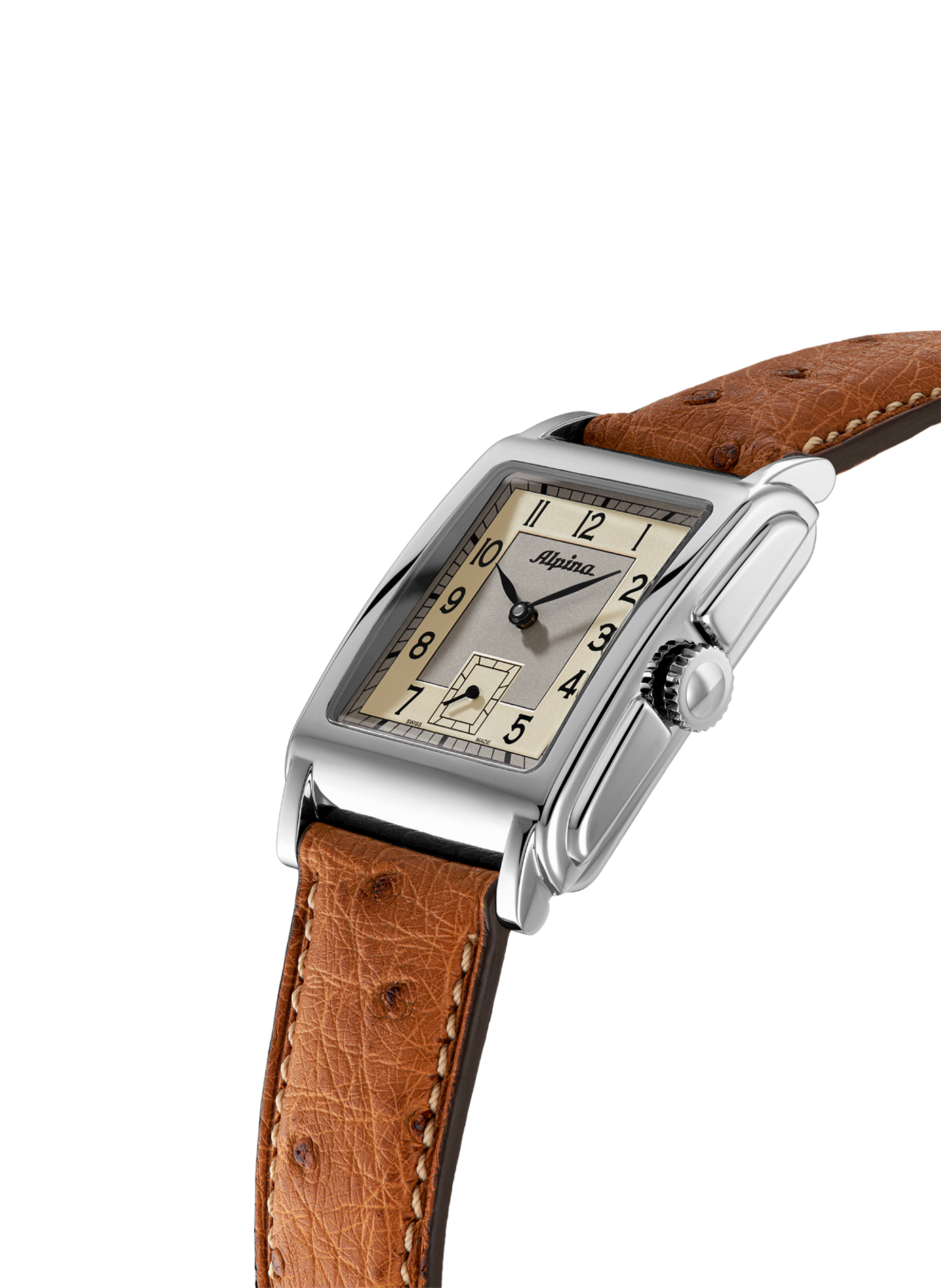 Montre automatique Heritage Carrée Automatic 140 Years en cuir d'autruche ALPINA Blanc