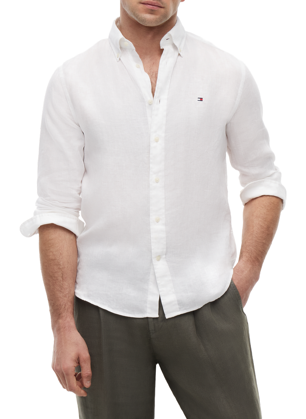 Chemise droite en lin TOMMY HILFIGER Blanc